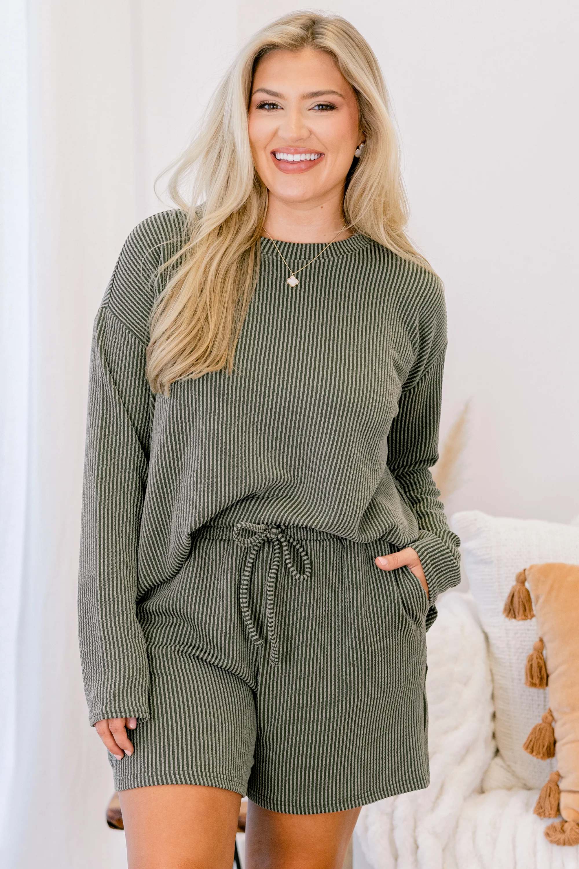 I'm Choosing Happiness Set, Dark Olive - Weilaico