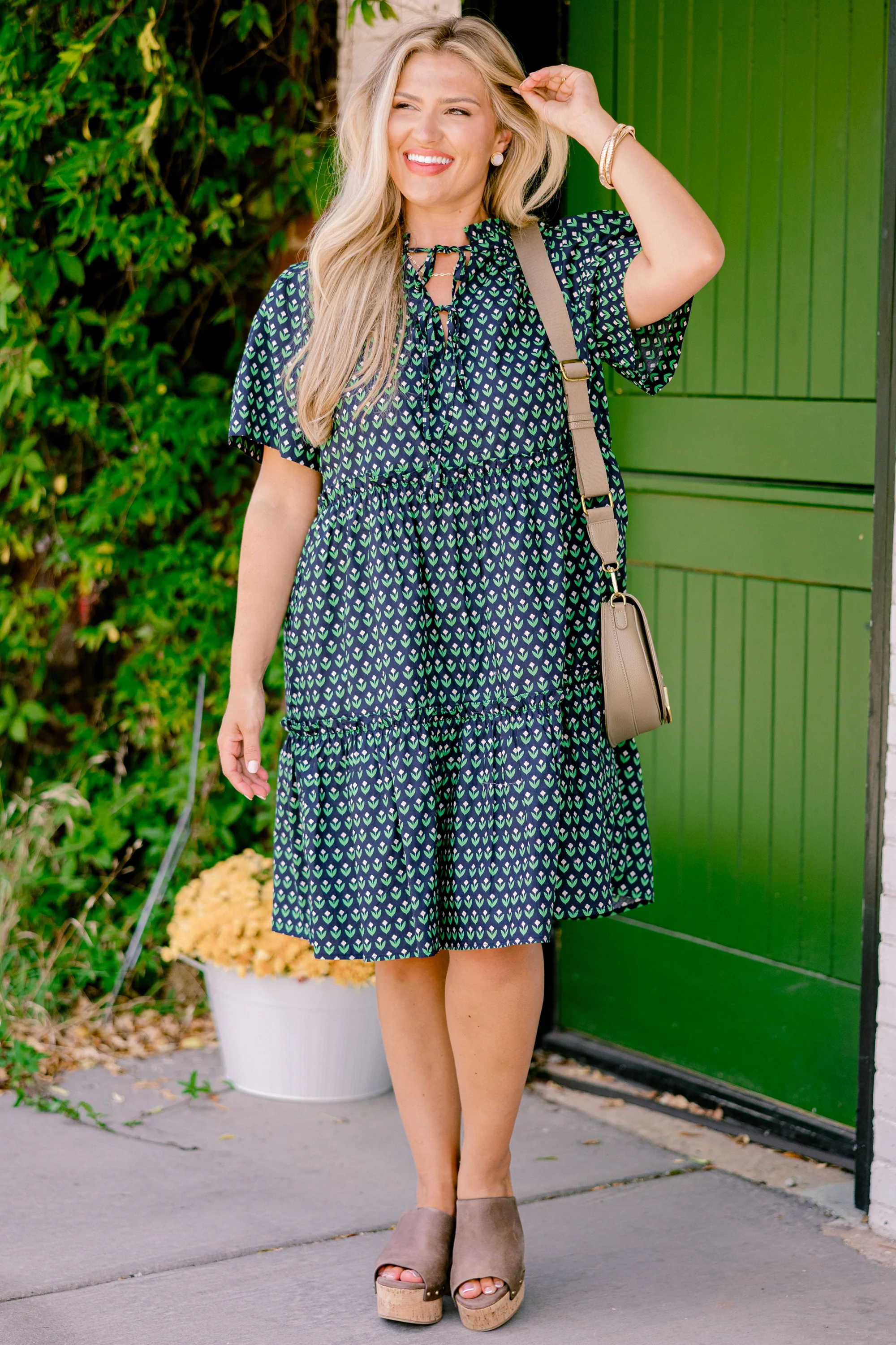 Distant Moon Dress, Navy Floral - Weilaico