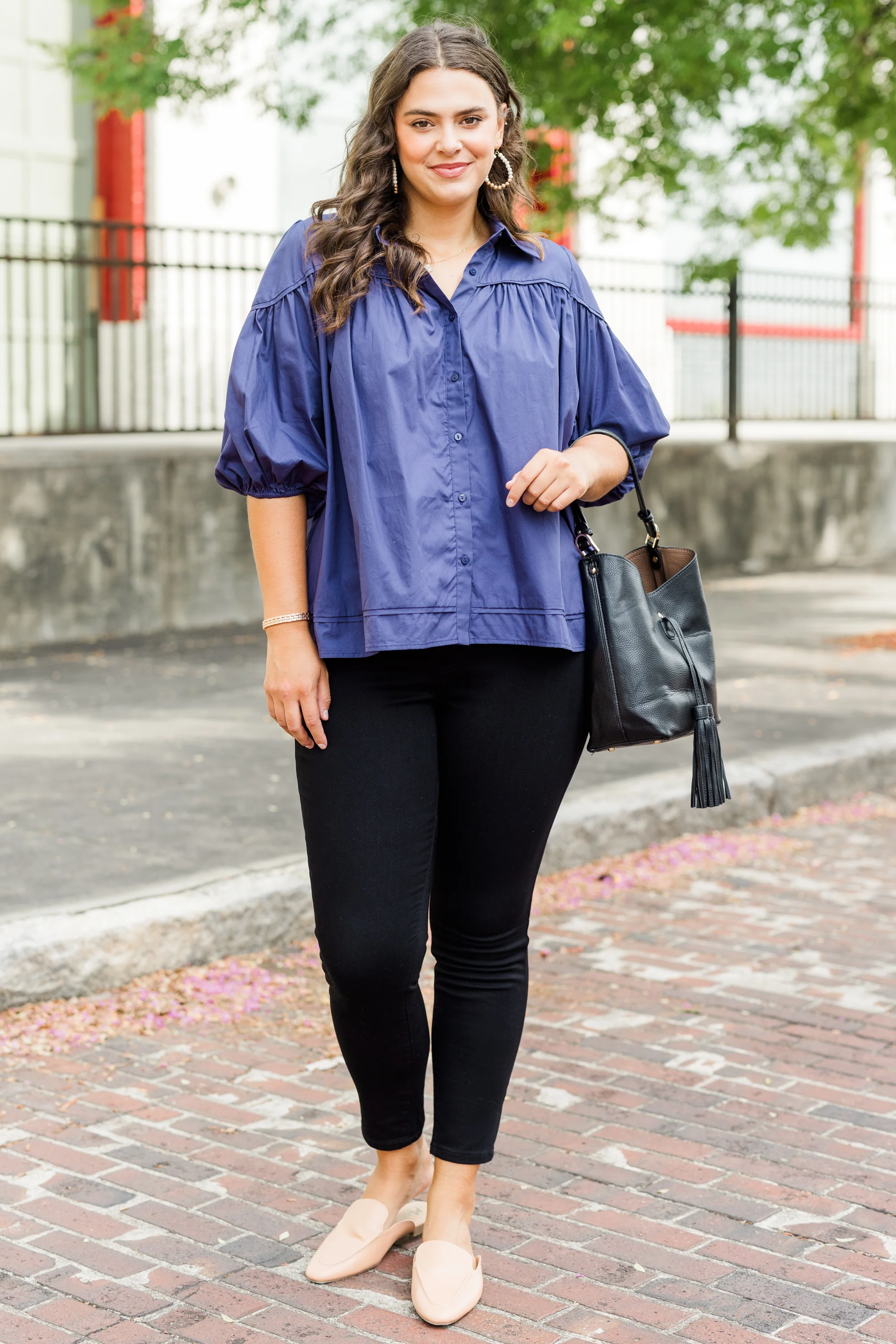 Love Is All Around Blouse, Navy - Weilaico