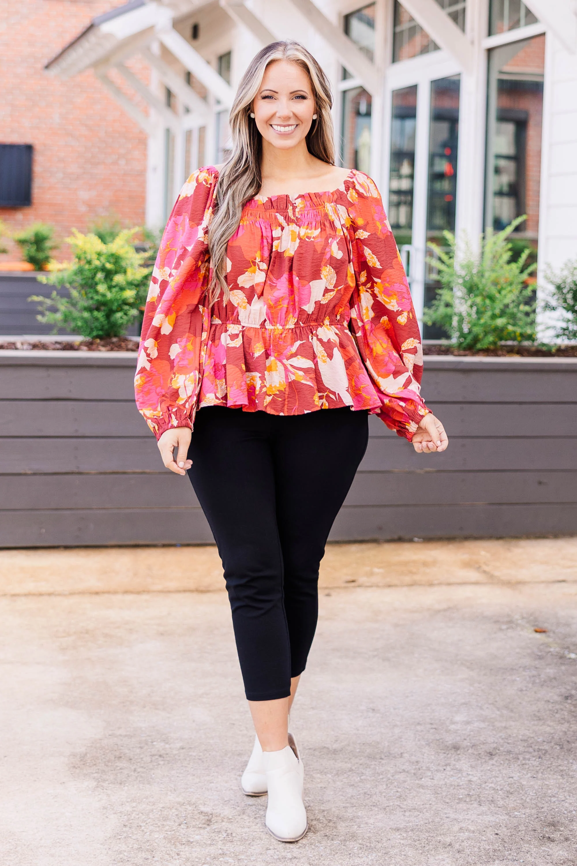 Petal Perfection Blouse, Brick - Weilaico