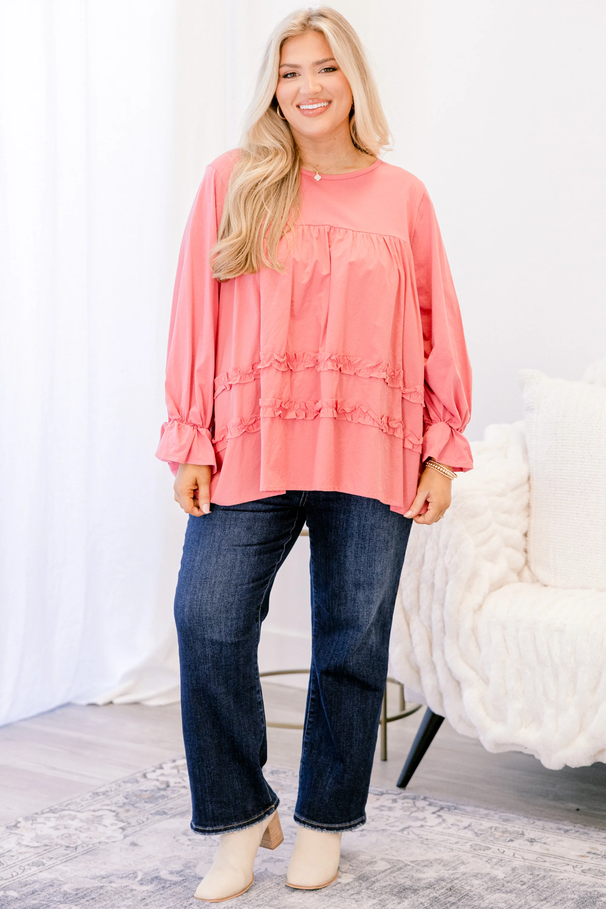 Set For Success Top, Dusty Pink - Weilaico