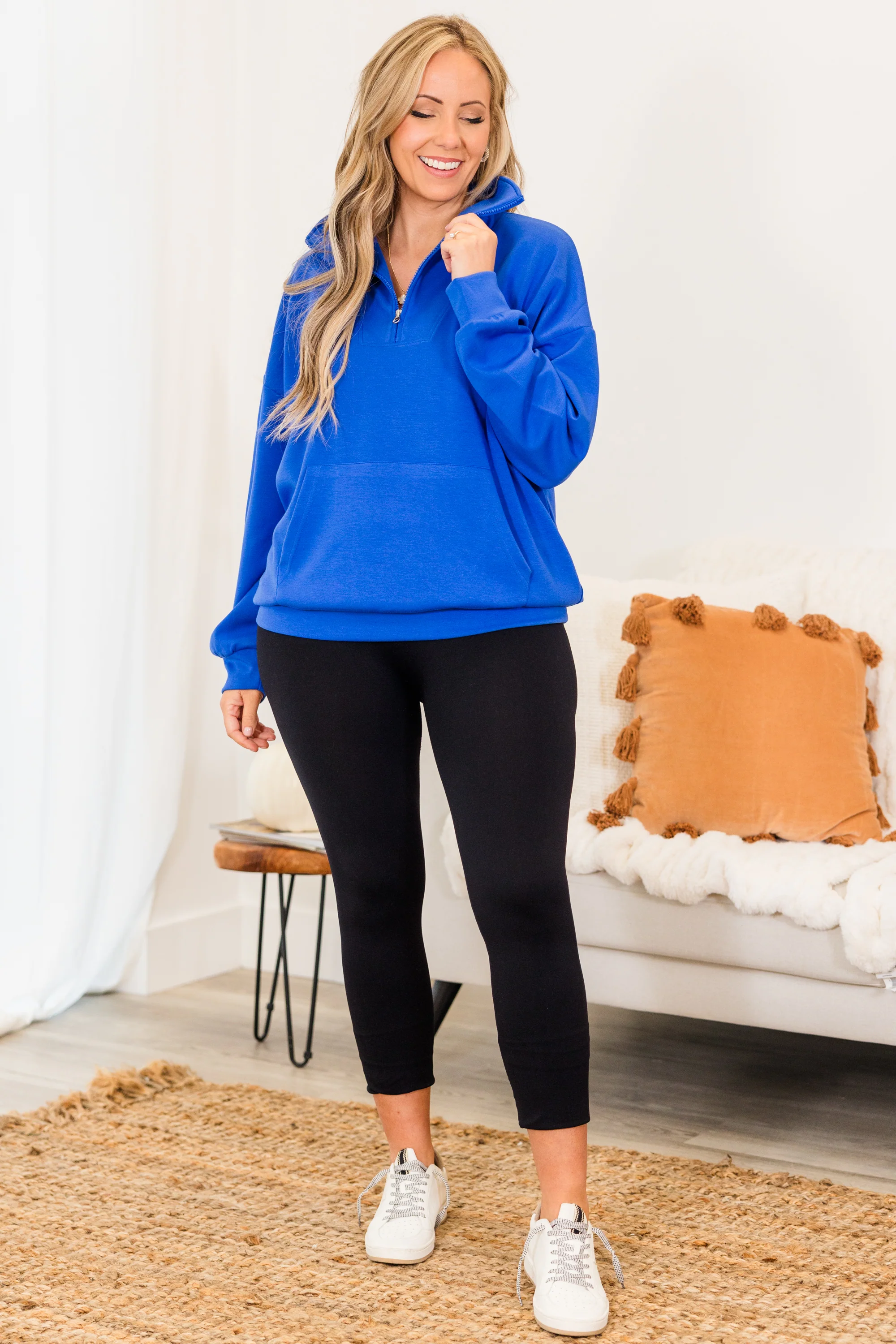 Sporty Chic Pullover, Blue - Weilaico