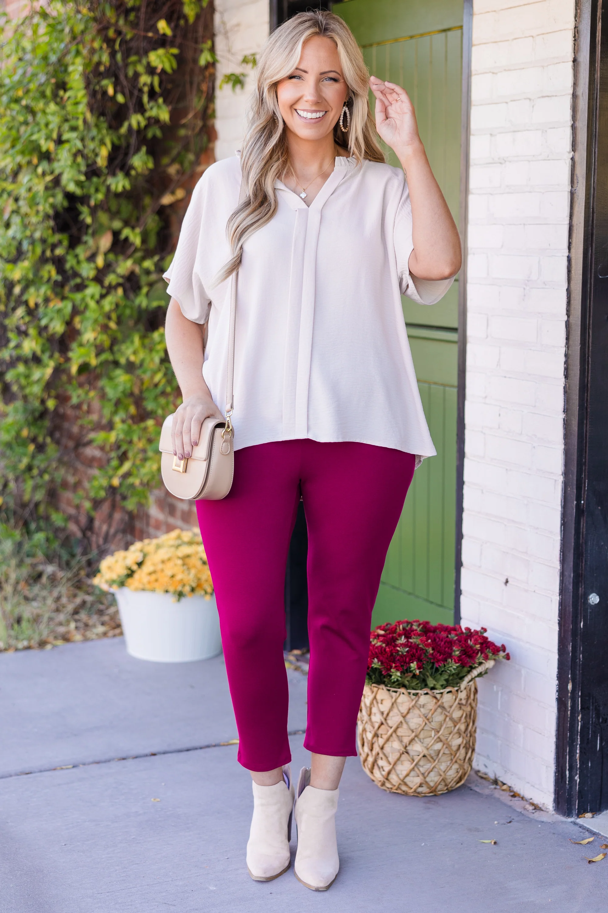 Business Lady Pants, Magenta - Weilaico