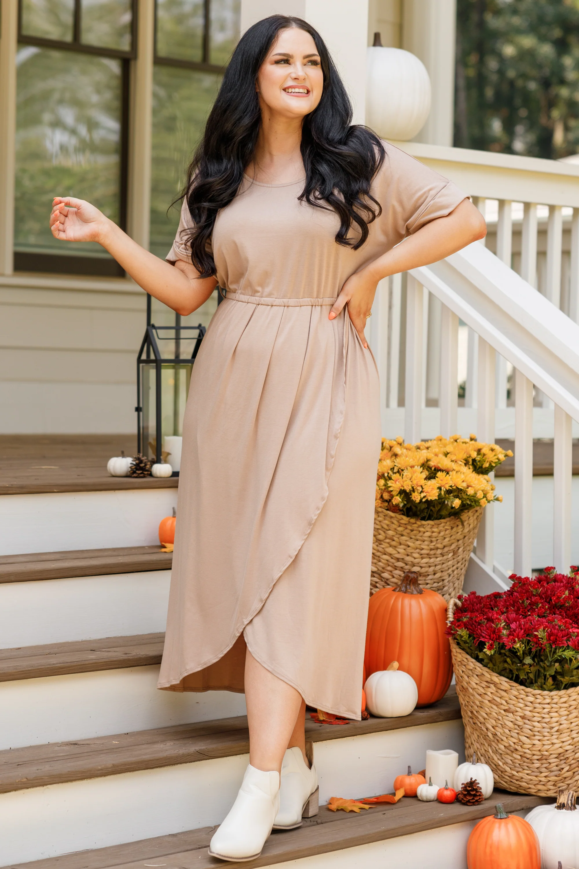 I'm Speechless Dress, Taupe - Weilaico