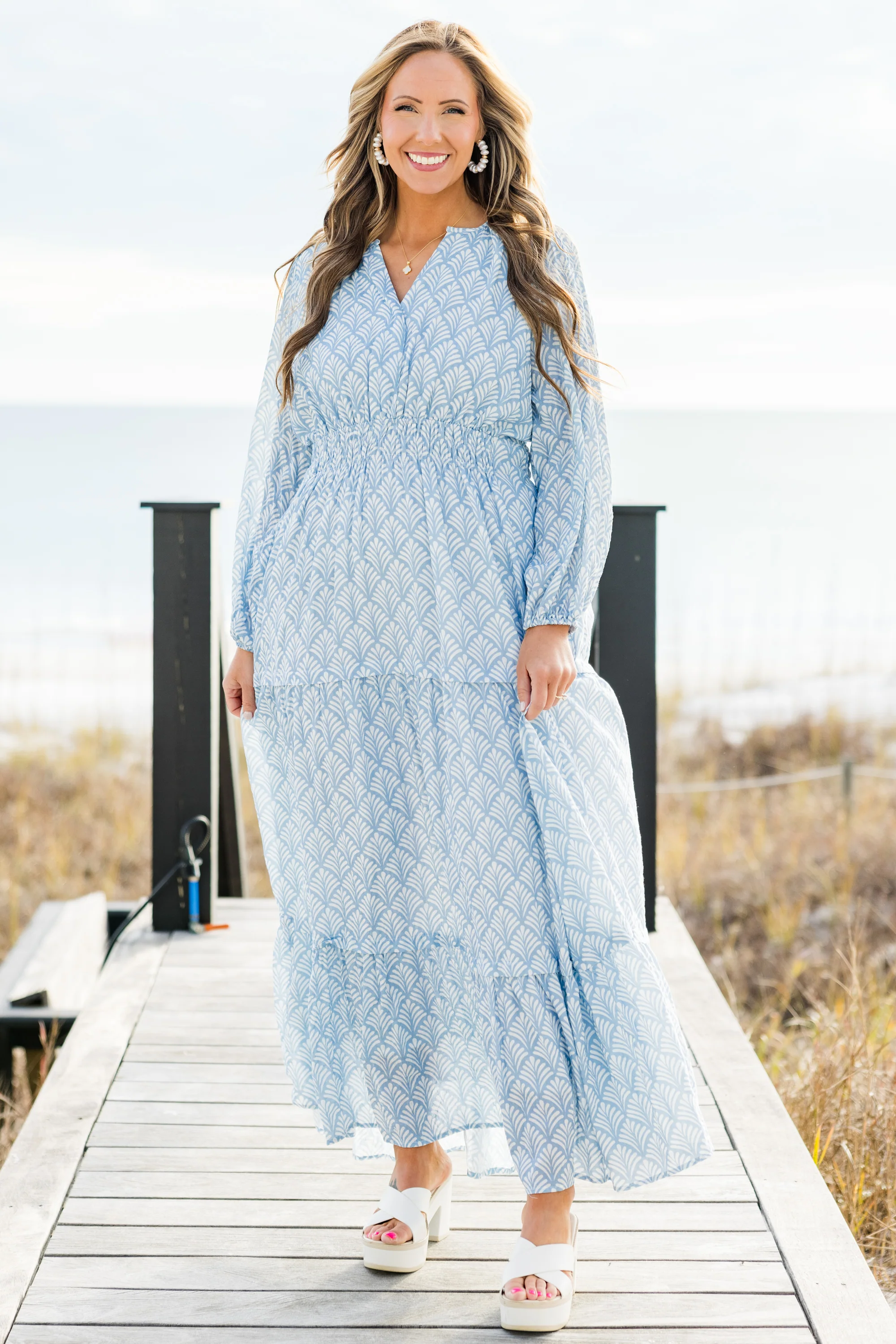 Gift Of Grace Maxi Dress, Blue - Weilaico