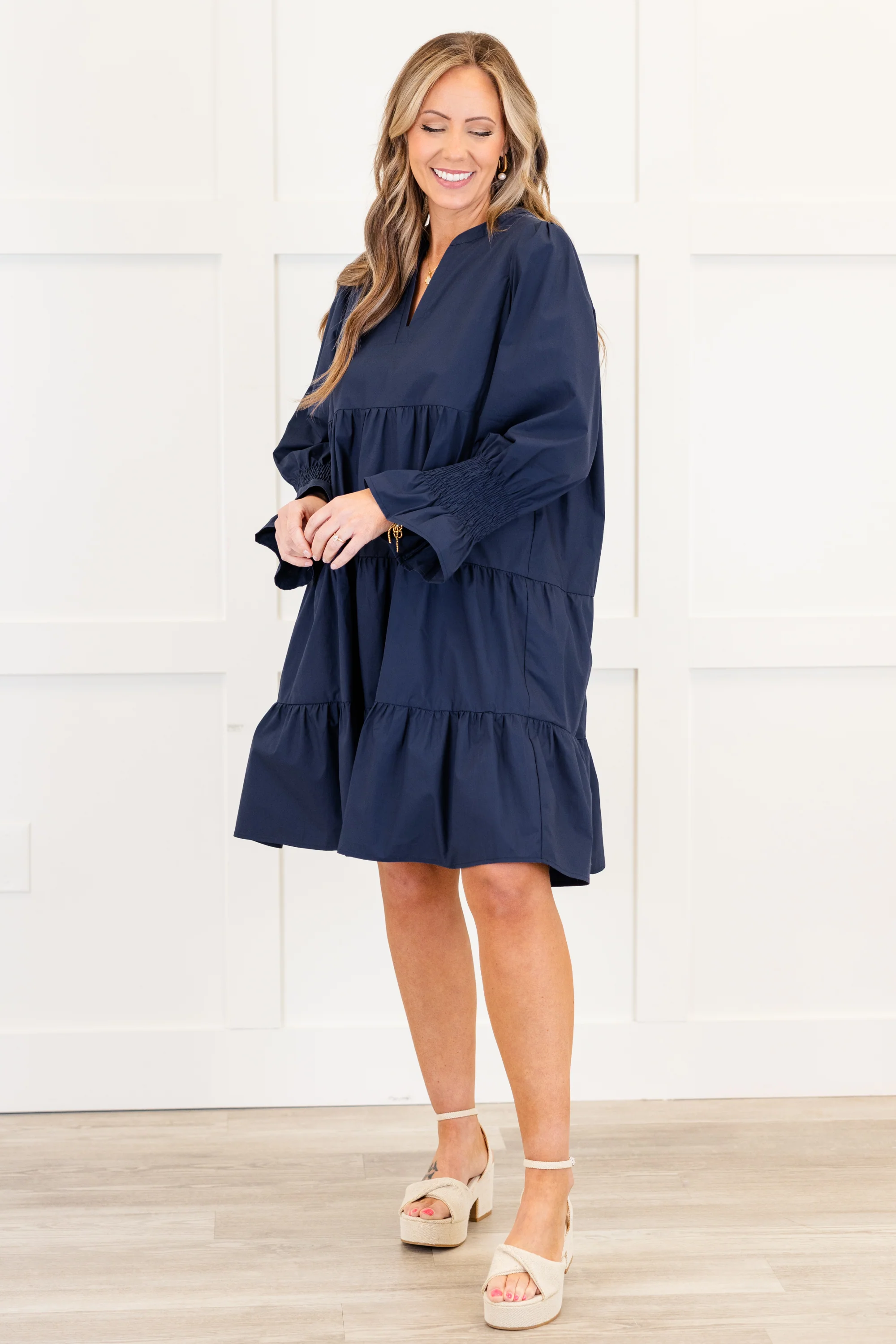 What You Know Dress, Navy - Weilaico