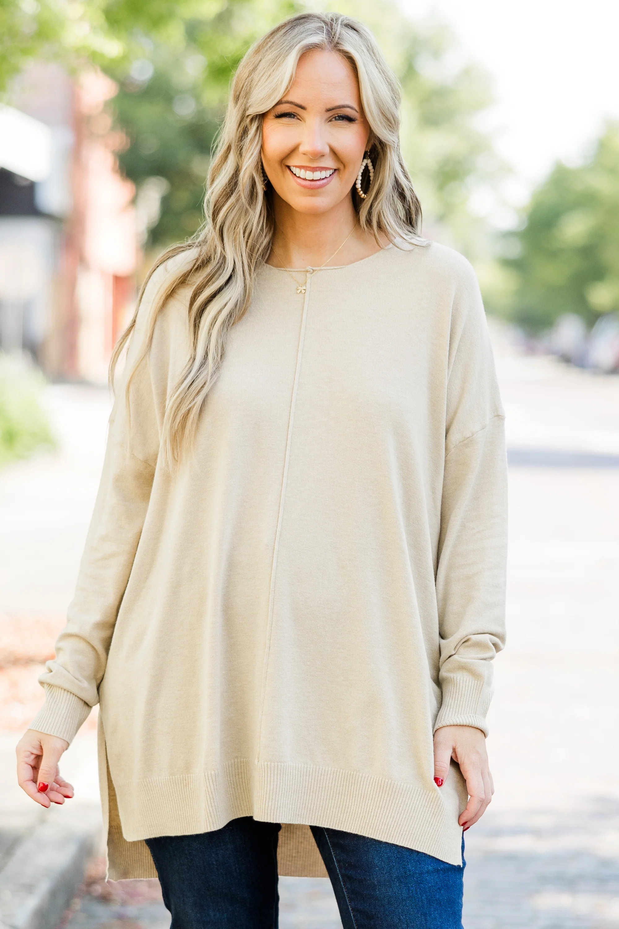 Miss Who You Were Sweater, Heather Beige - Weilaico