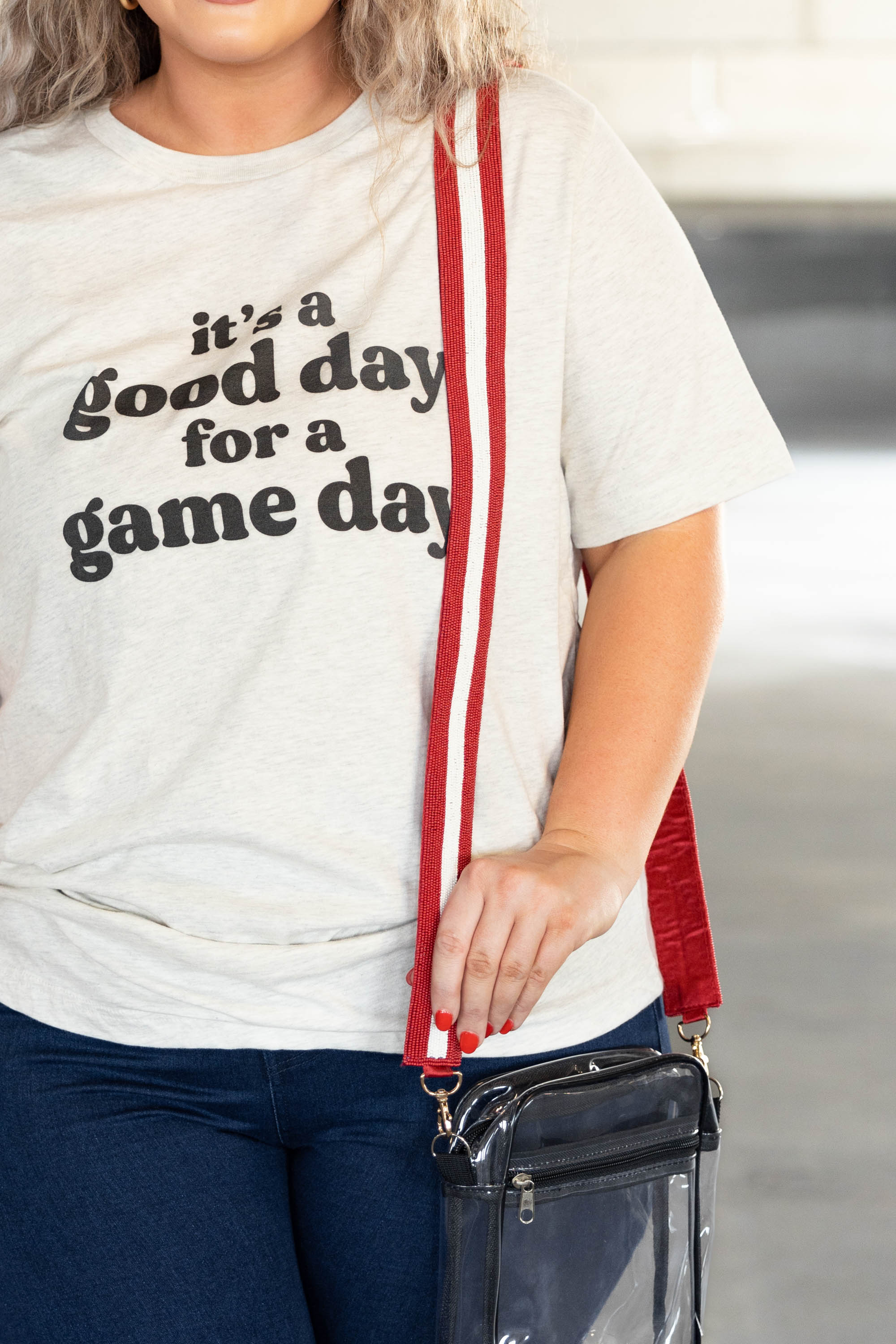 One Team One Dream Beaded Purse Strap, Red White - Weilaico