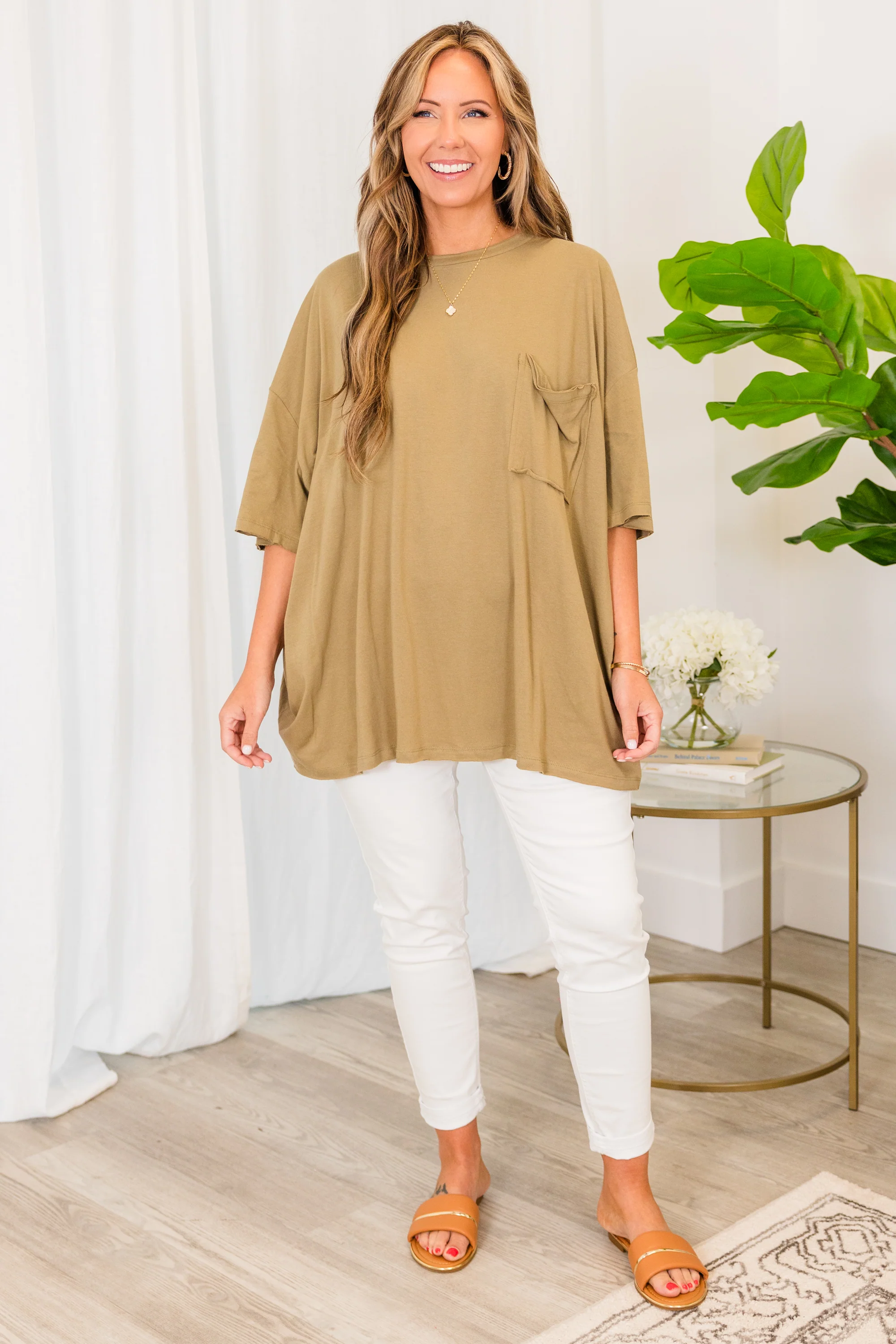 It Comes Naturally Top, Khaki - Weilaico