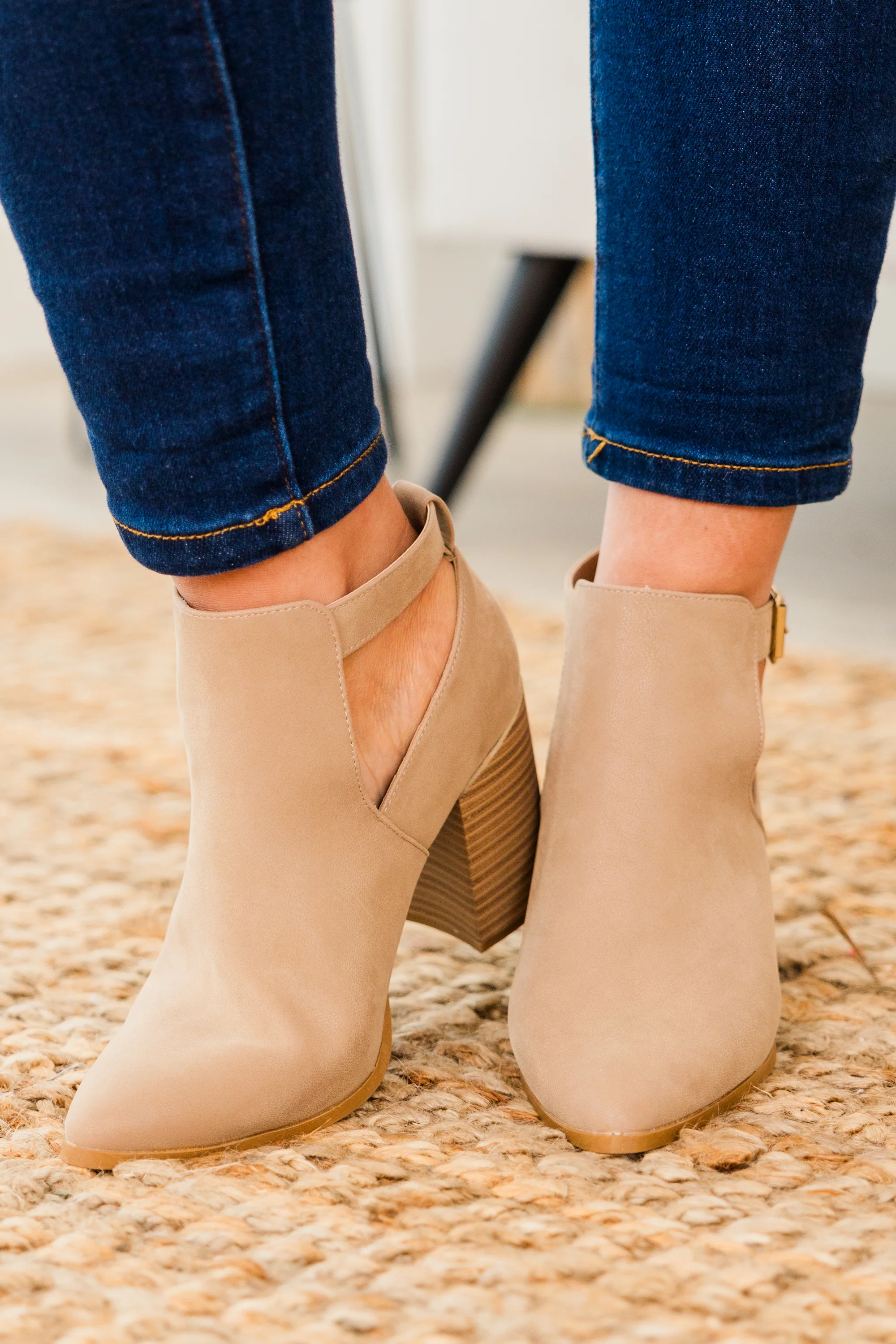Lost Your Chance Booties, Taupe - Weilaico