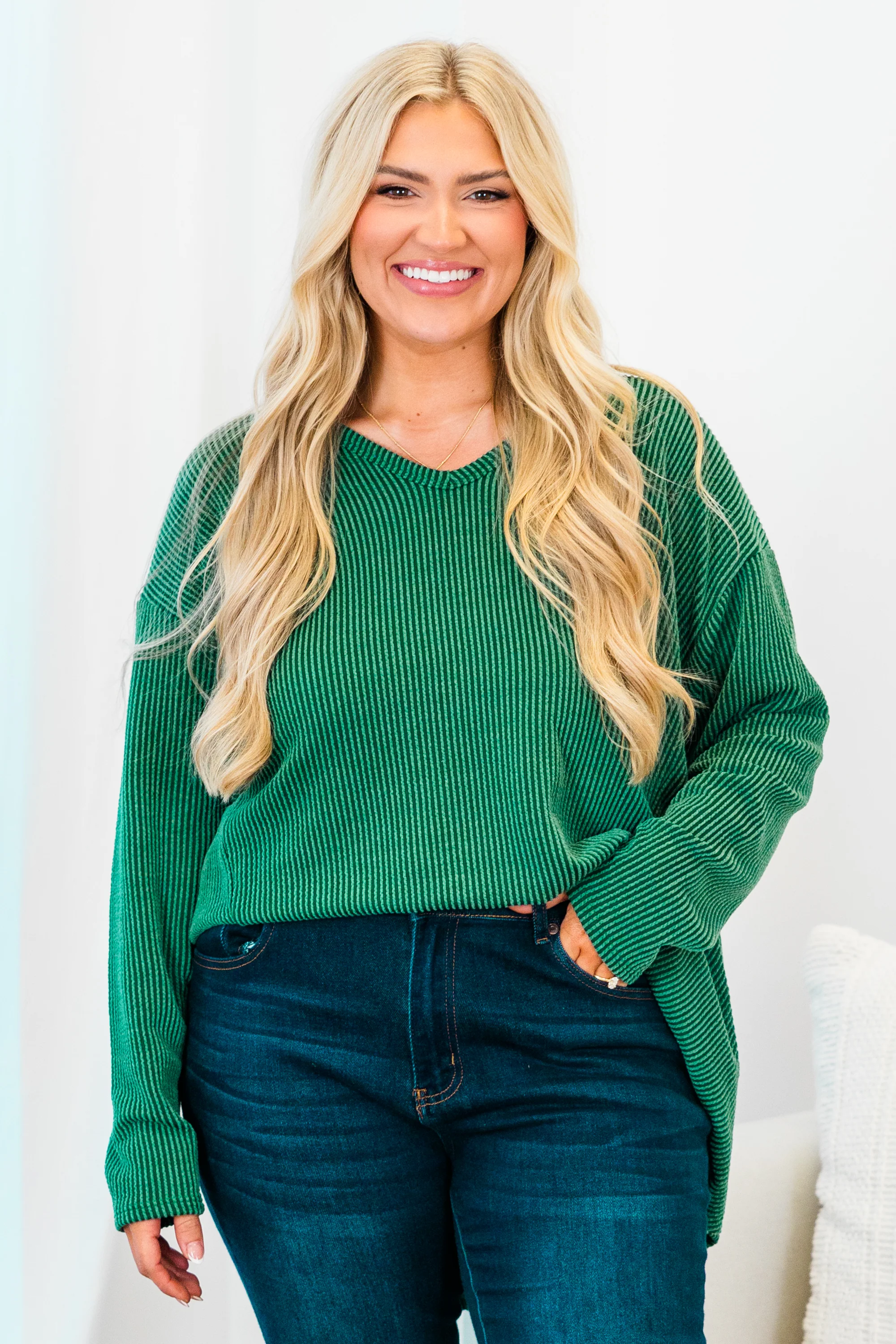 Feel The Same Way Top, Hunter Green - Weilaico