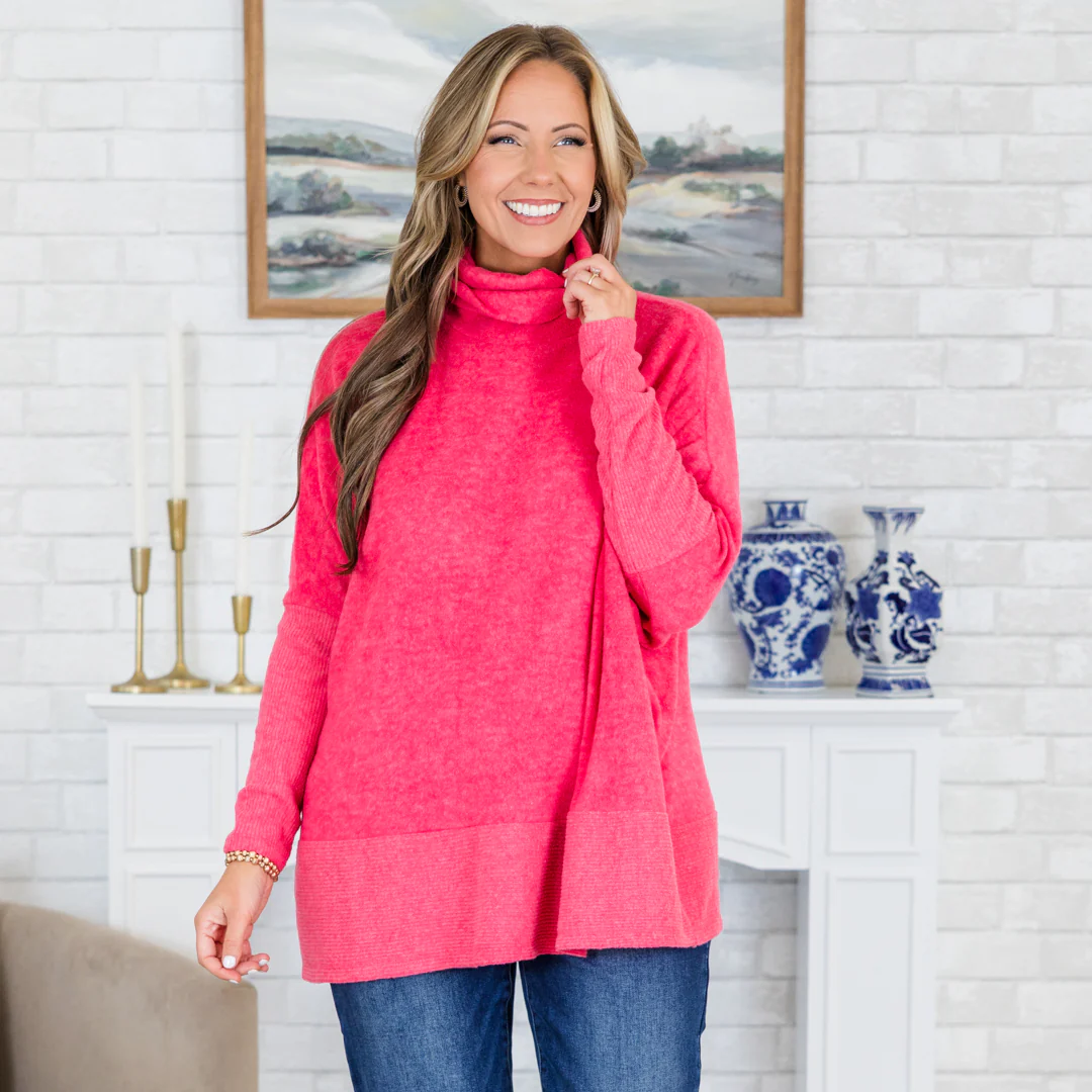 Mind Made Up On You Sweater, Fuchsia - Weilaico