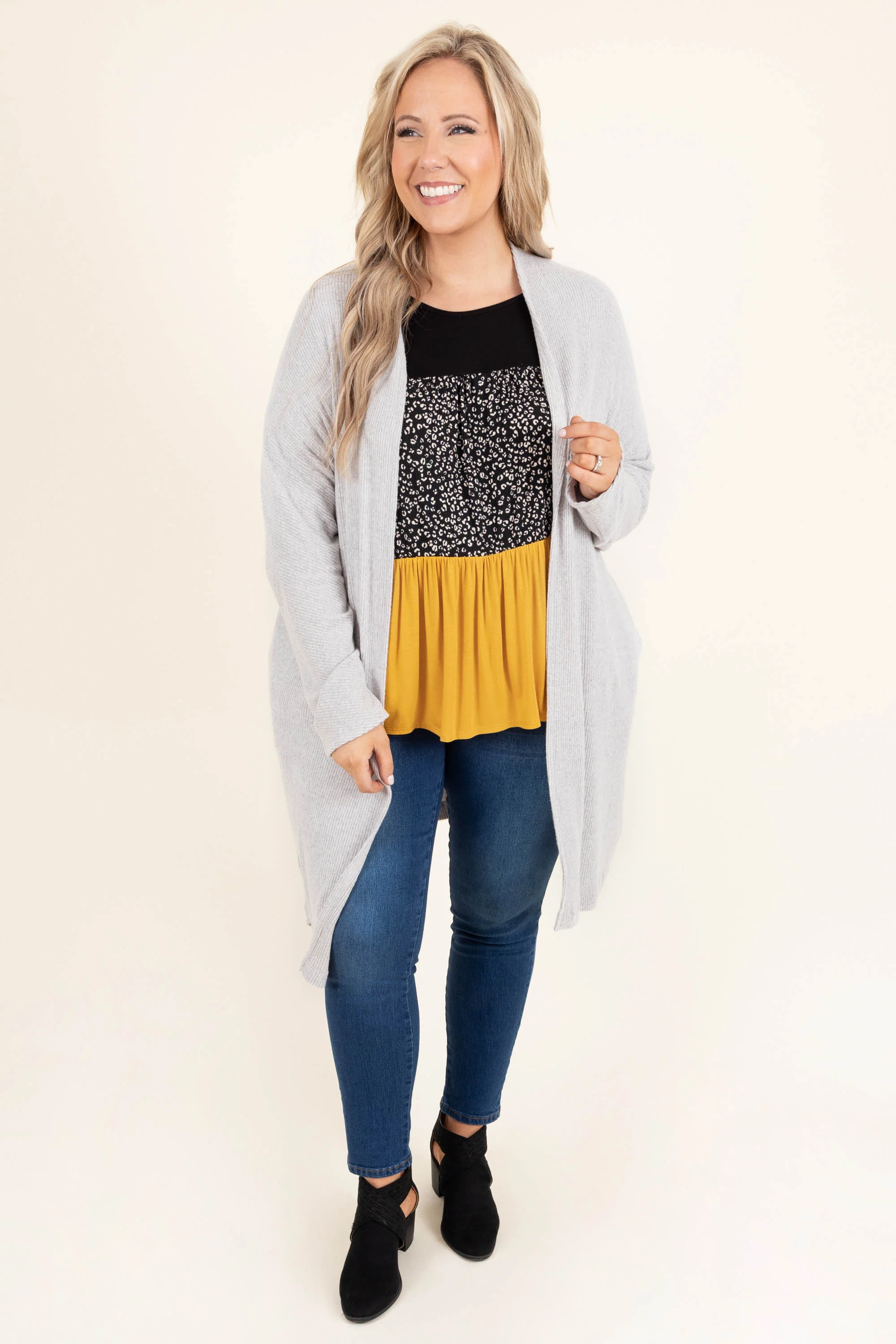 Ask For Anything Cardigan, Heather Grey - Weilaico