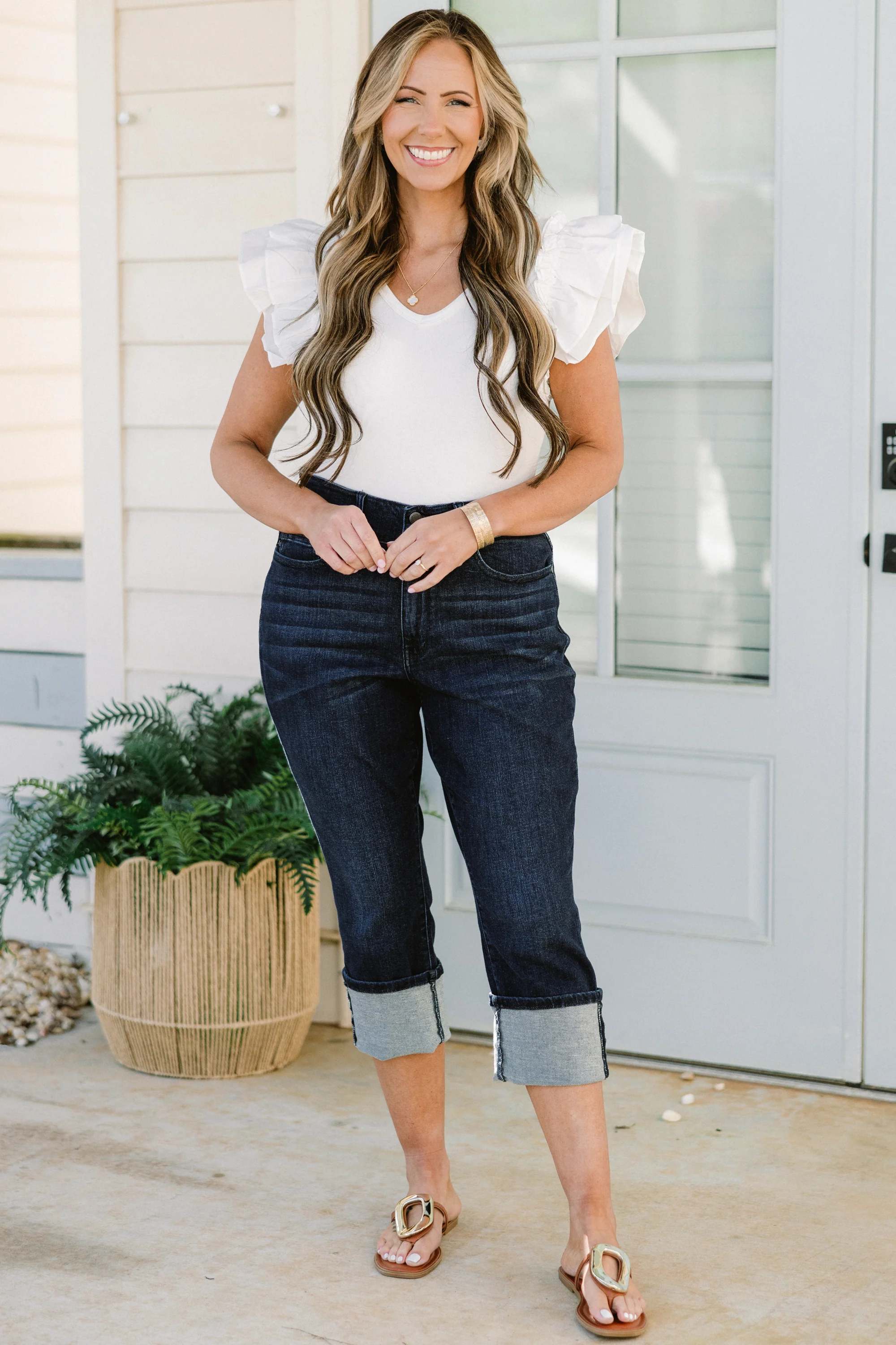 Judy Blue: Meet You There Capris, Blue - Weilaico