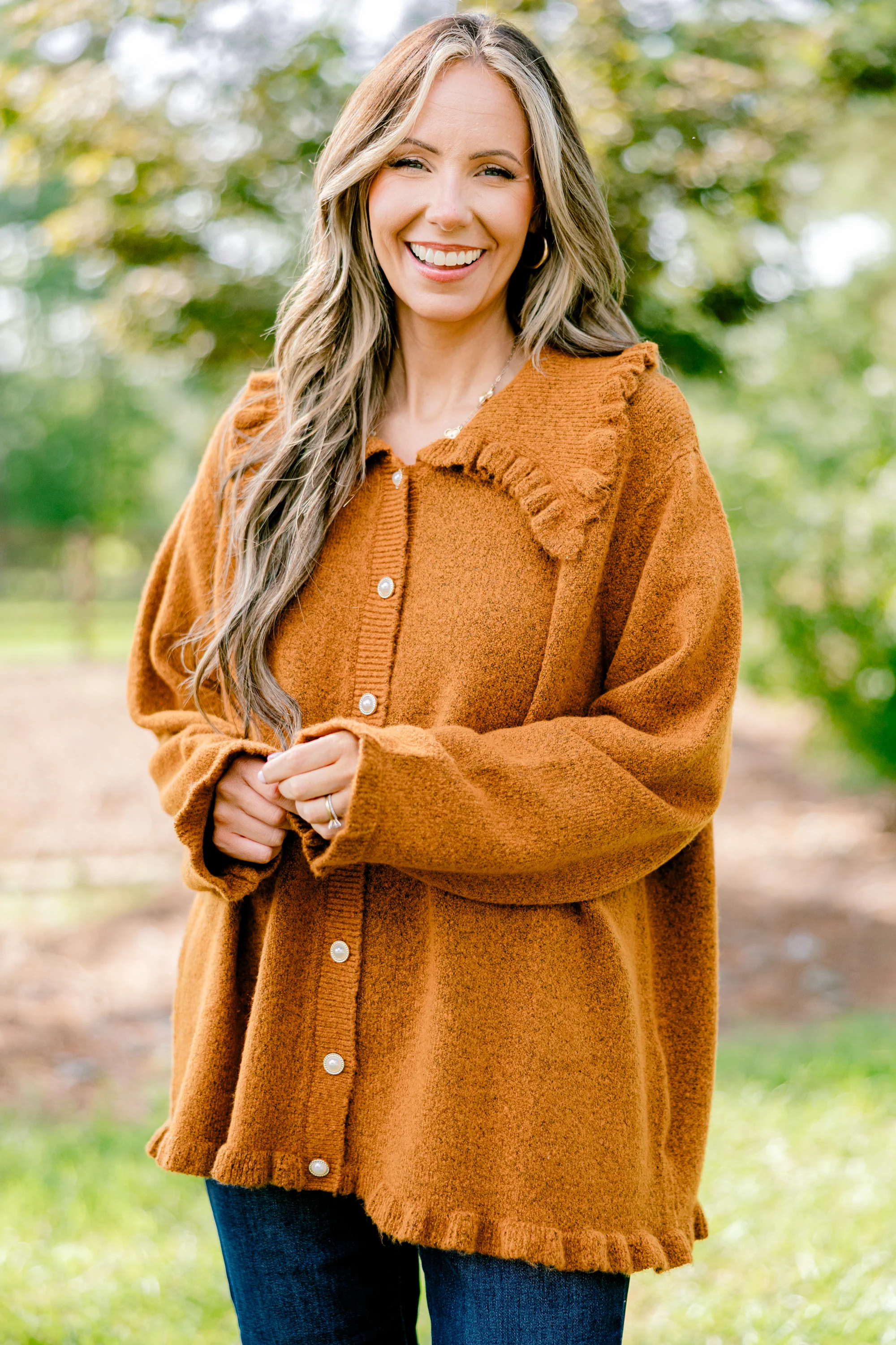 Perfectly Peaceful Cardigan, Brown - Weilaico