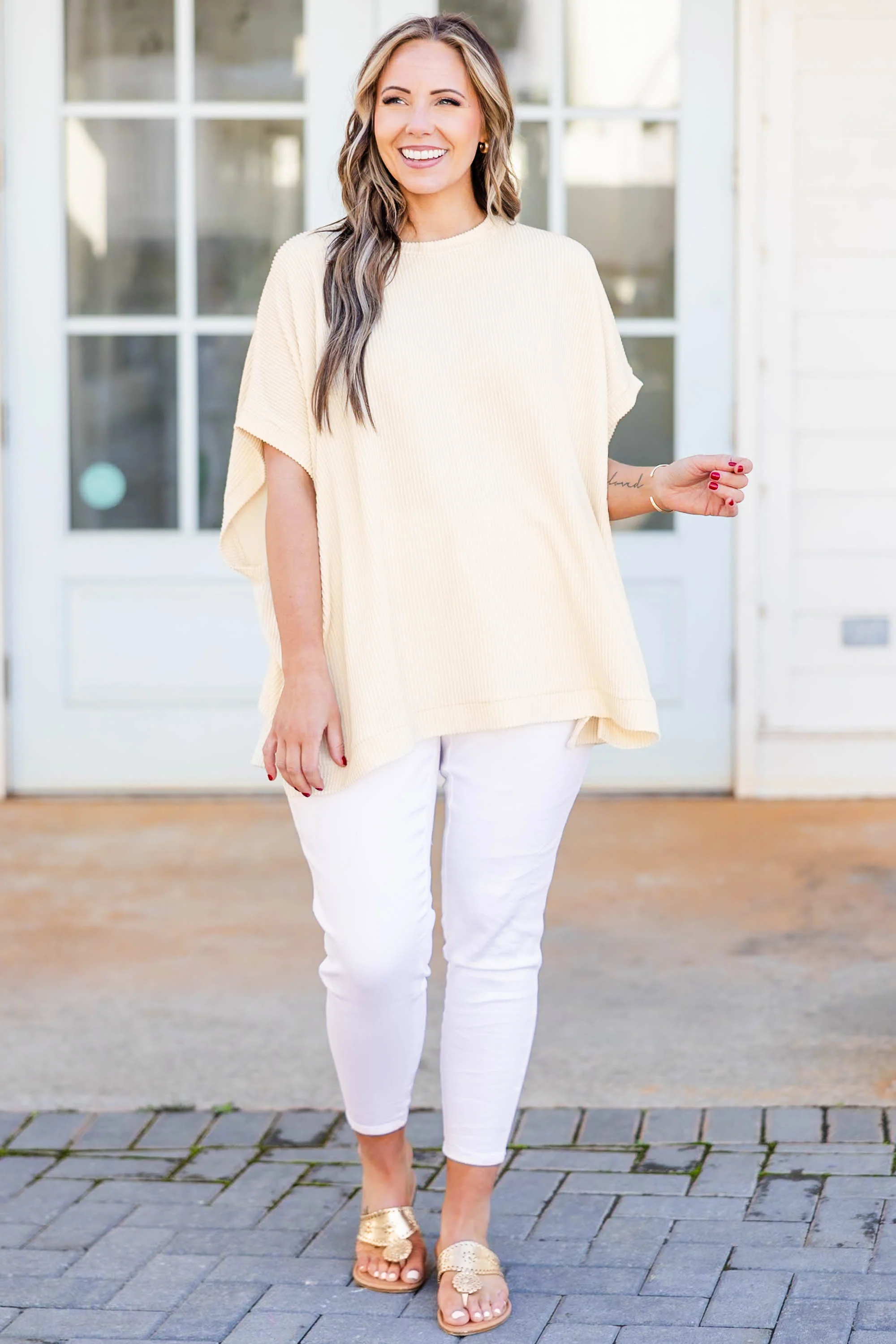 All About Knits Top, Oatmeal - Weilaico