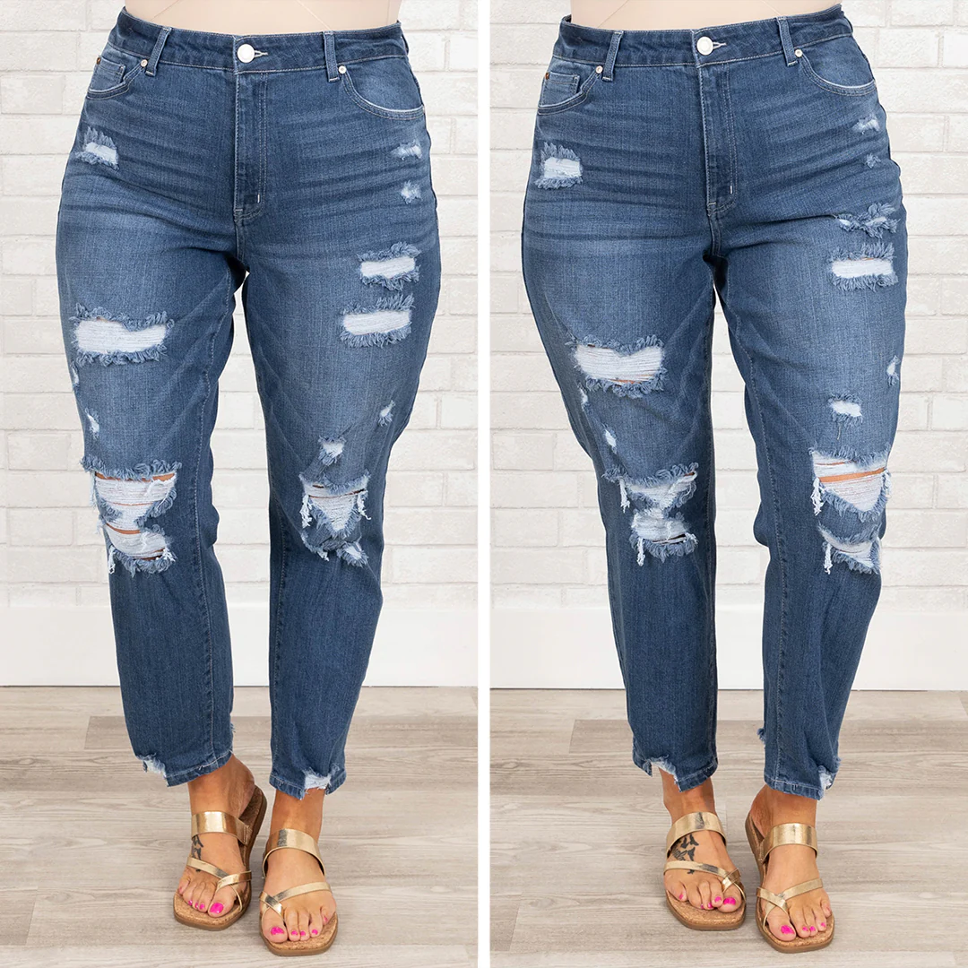 Trust In Our Love Jeans, Medium Wash - Weilaico