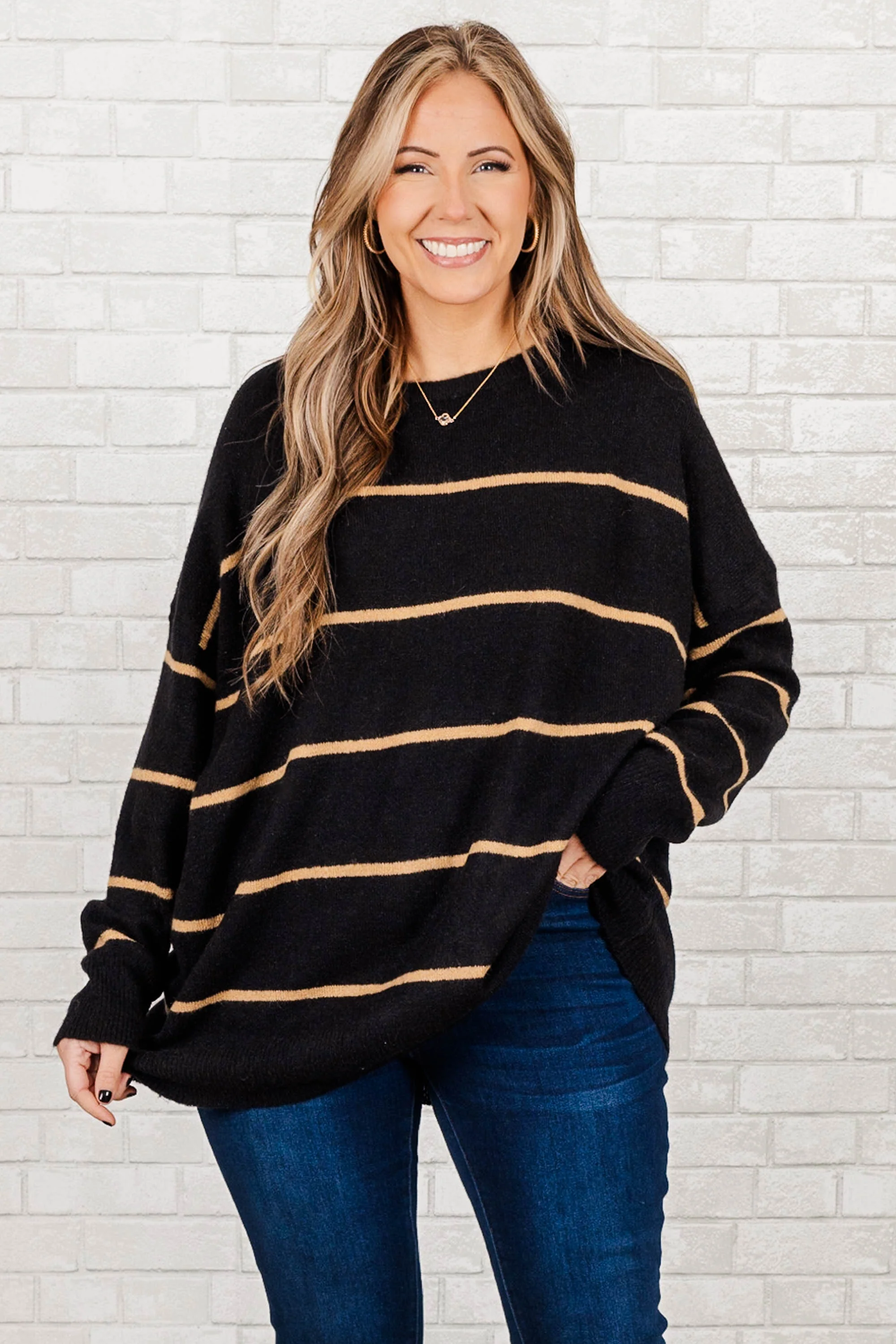 Slumber Party Sweater, Black-Brown - Weilaico