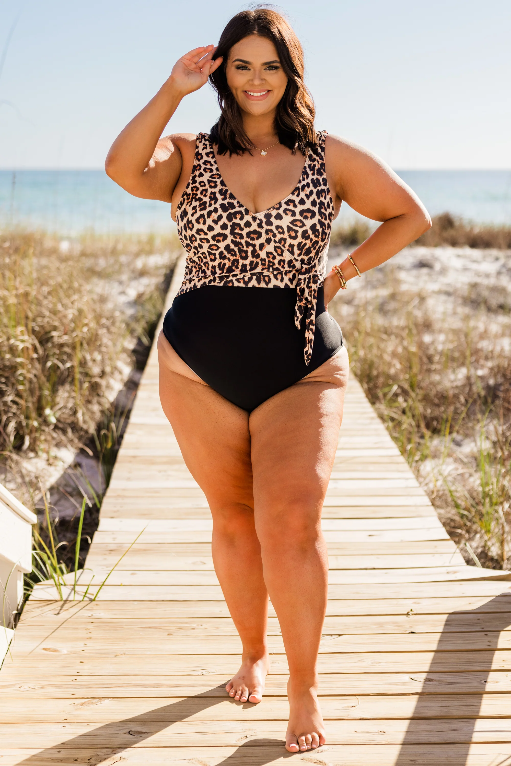 Wave Whispers Swimsuit, Leopard - Weilaico
