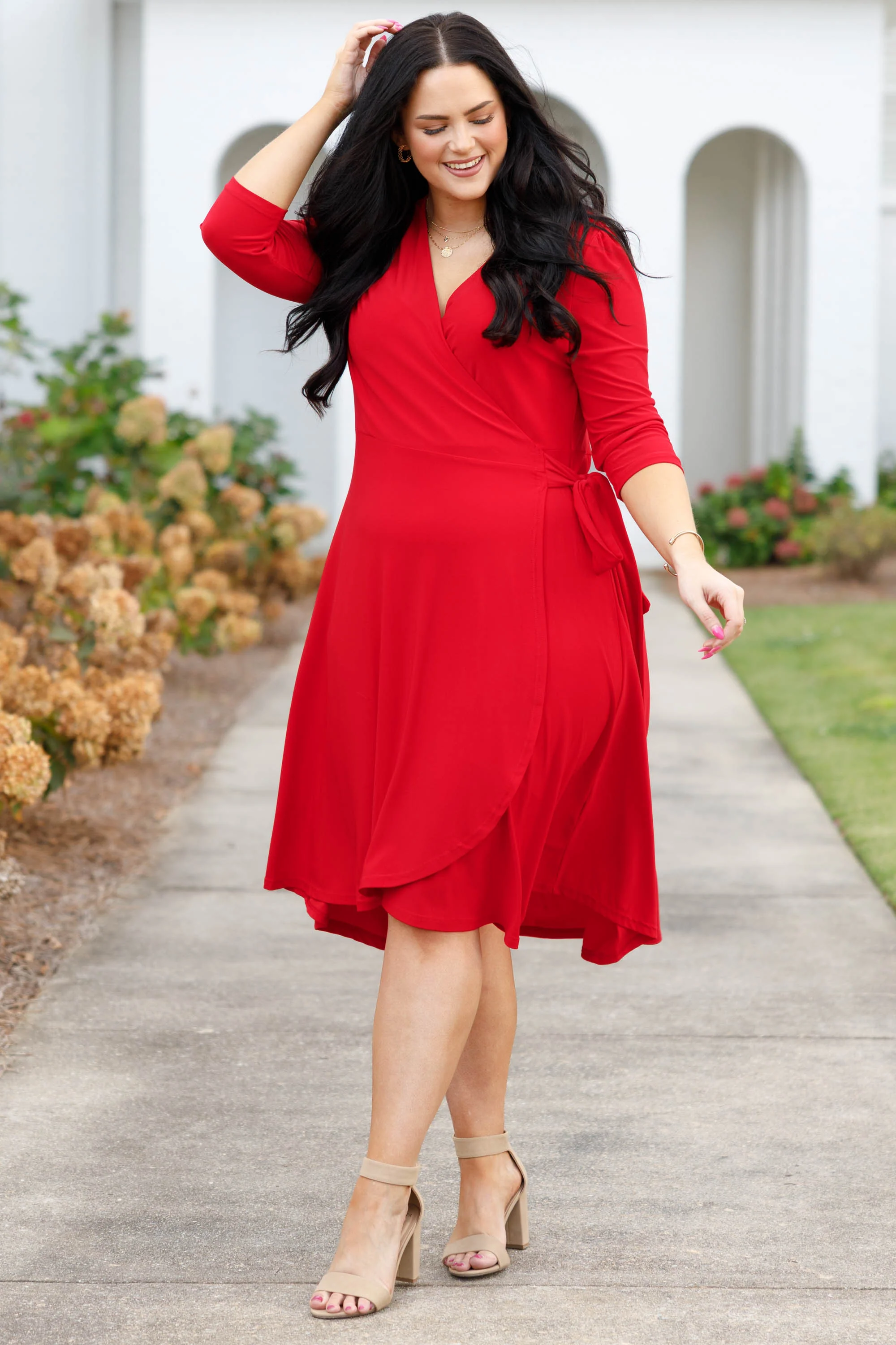 Just Beautiful Me Dress, Red - Weilaico