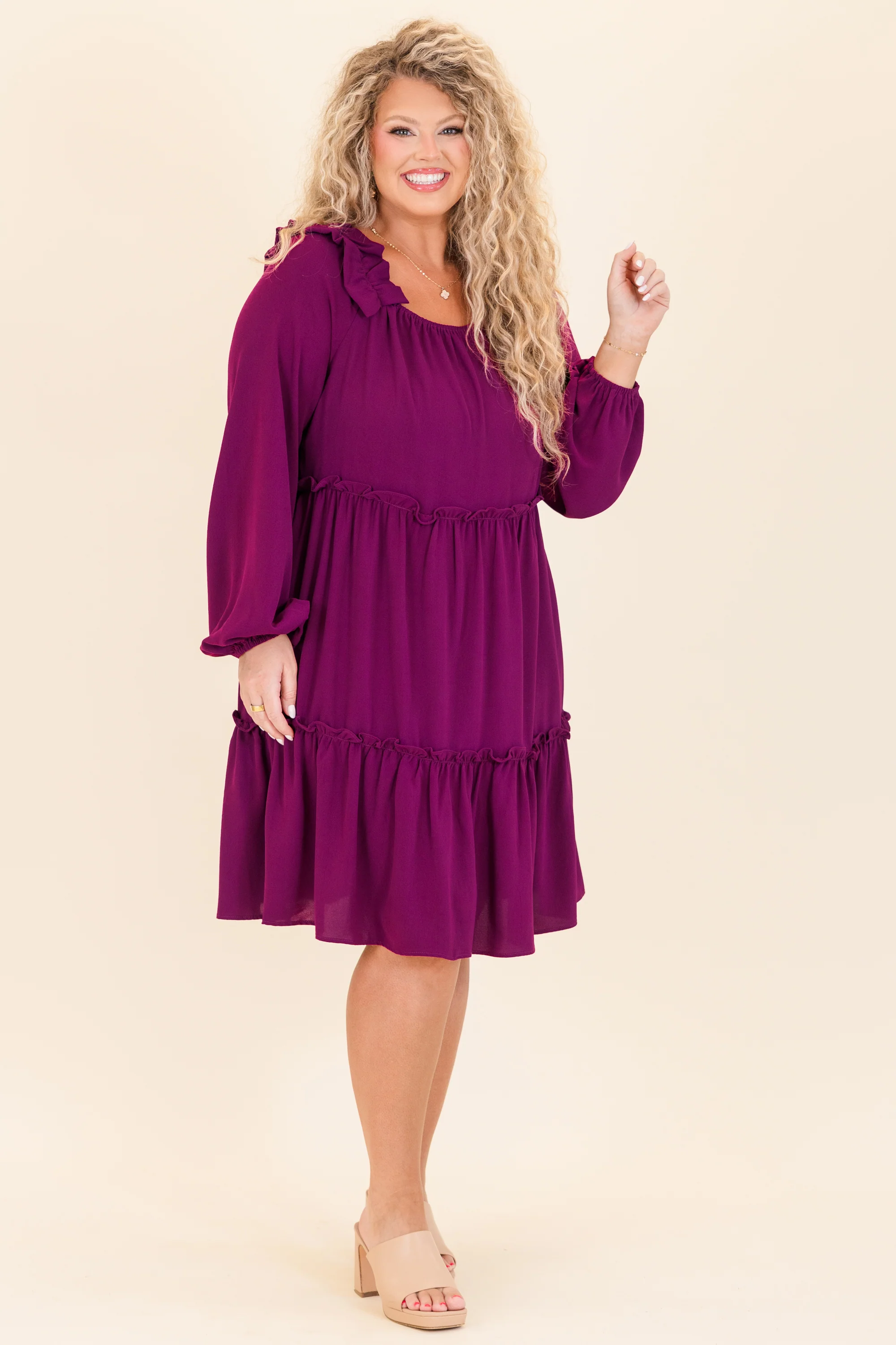 Moving Onward Dress, Plum - Weilaico