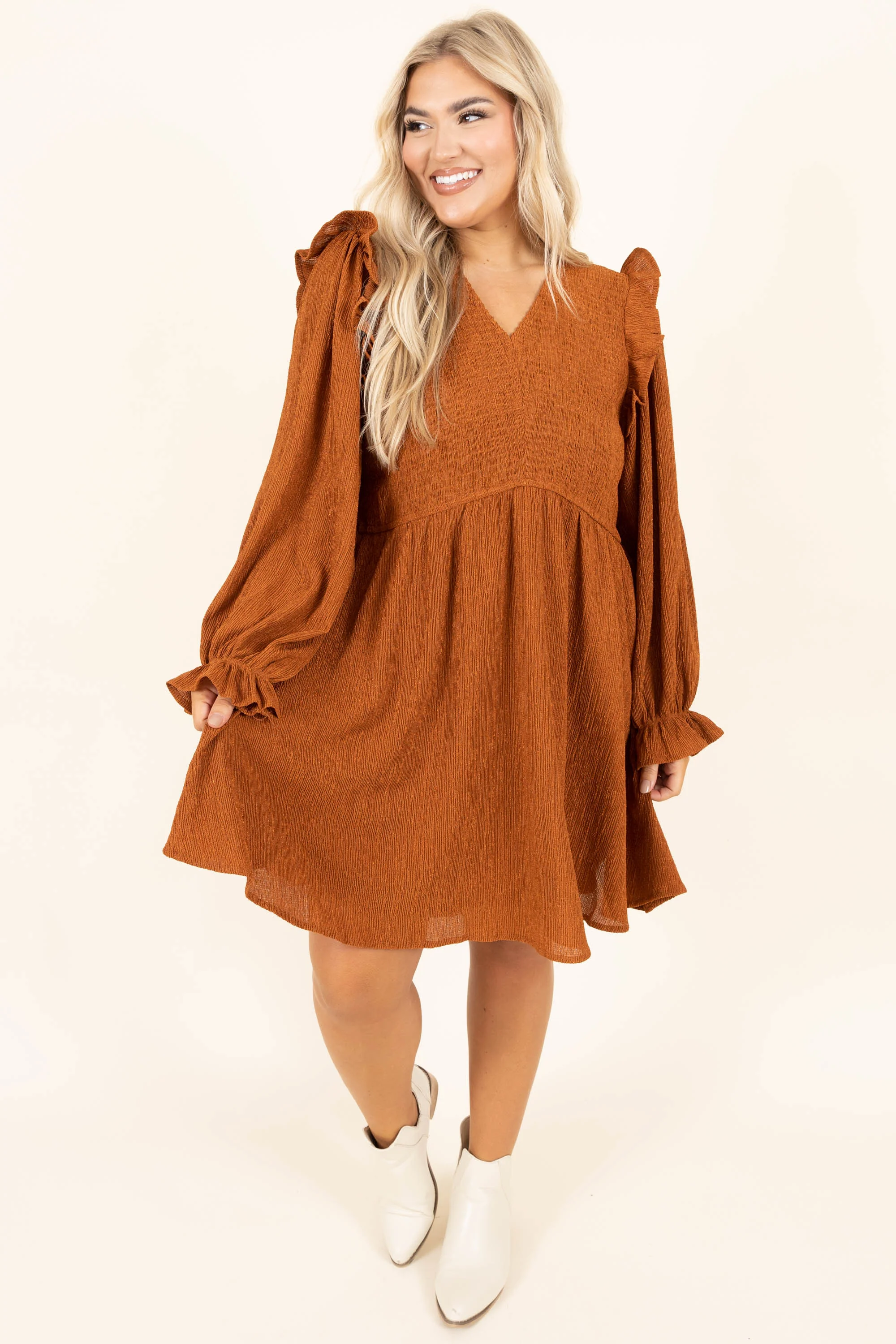 Cinnamon Girl Dress, Caramel - Weilaico