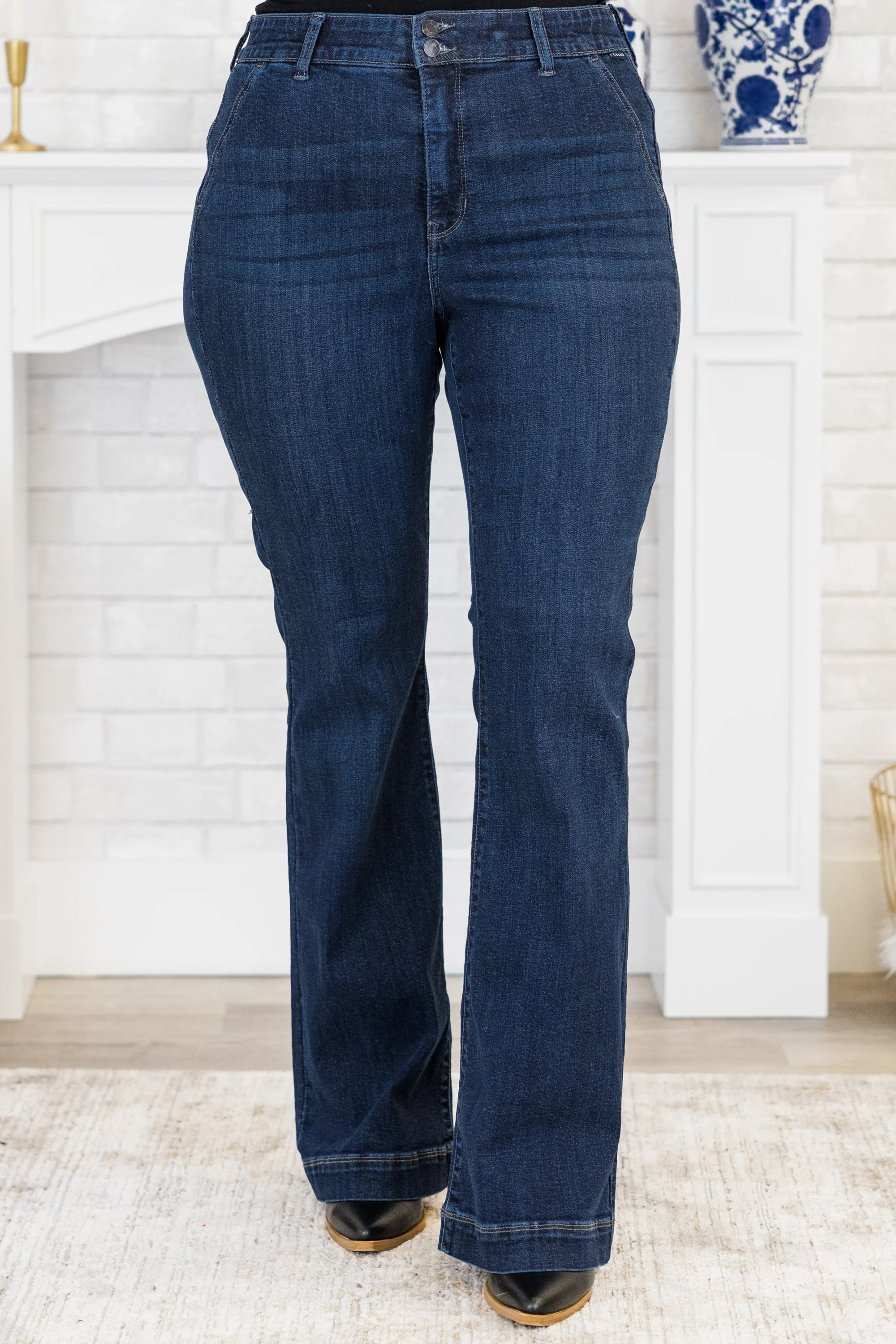 Jumping Ahead Jeans, Dark Wash - Weilaico