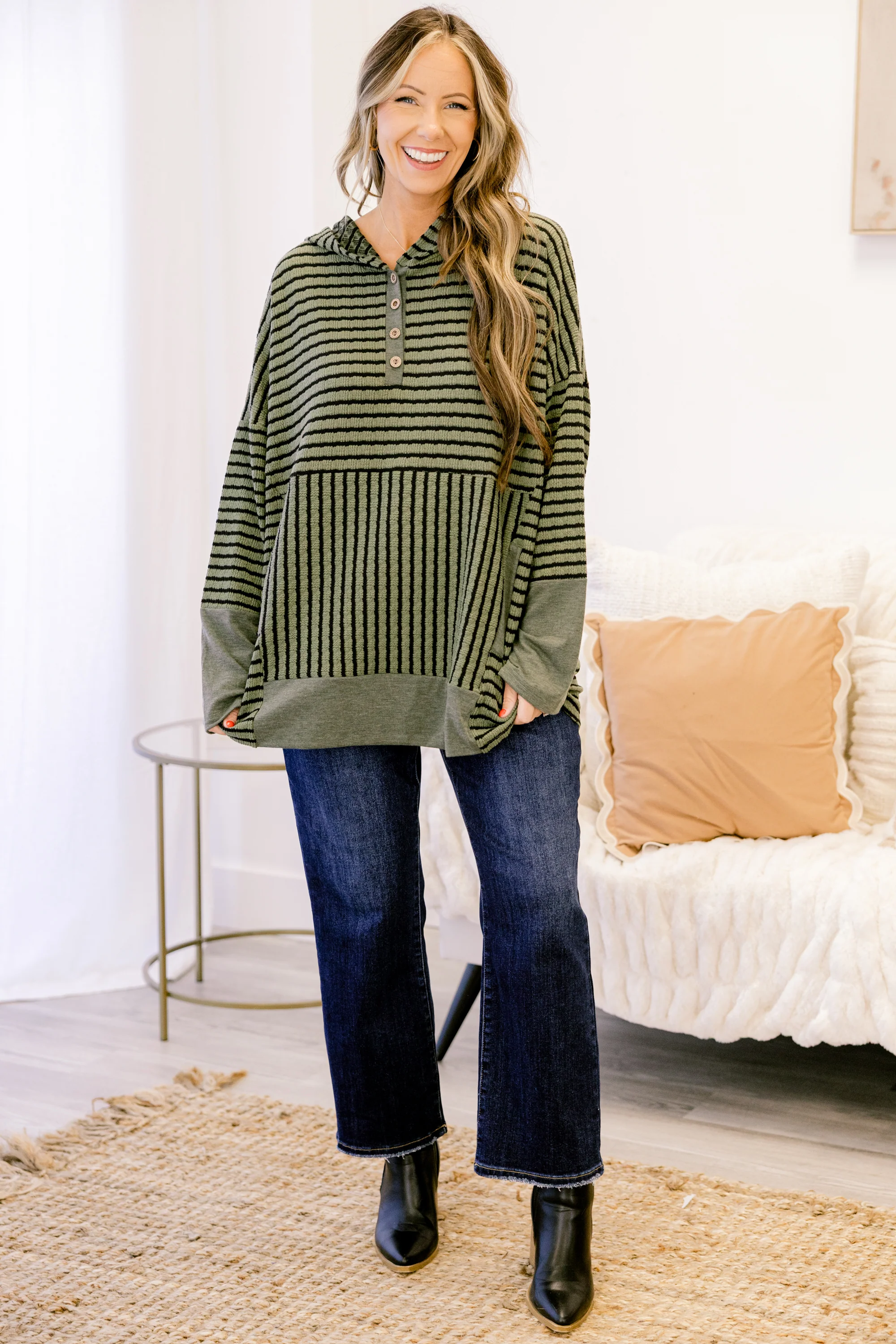 Coastal Breeze Hoodie, Green-Black - Weilaico