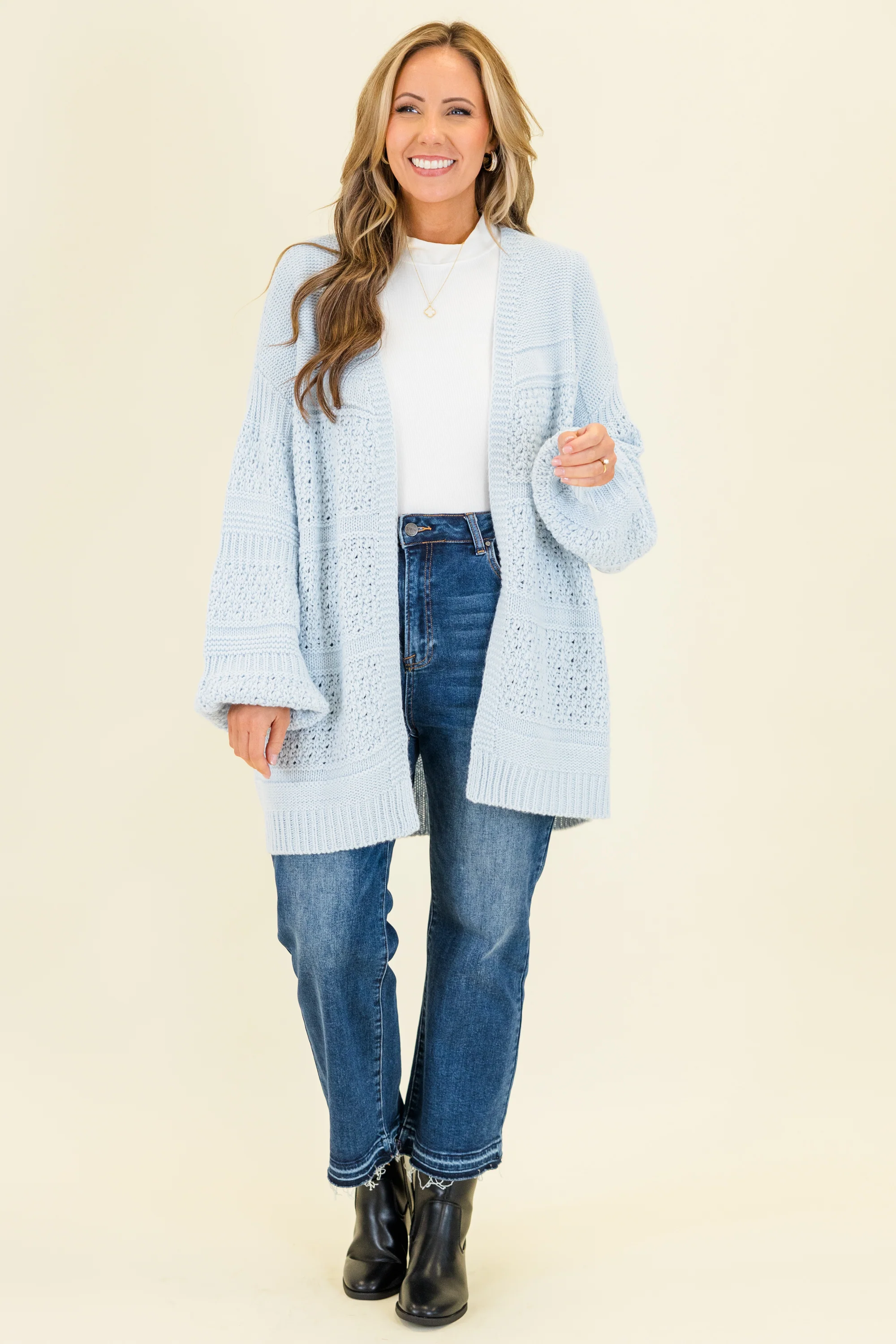 Keepin' Cozy Cardigan, Blue - Weilaico