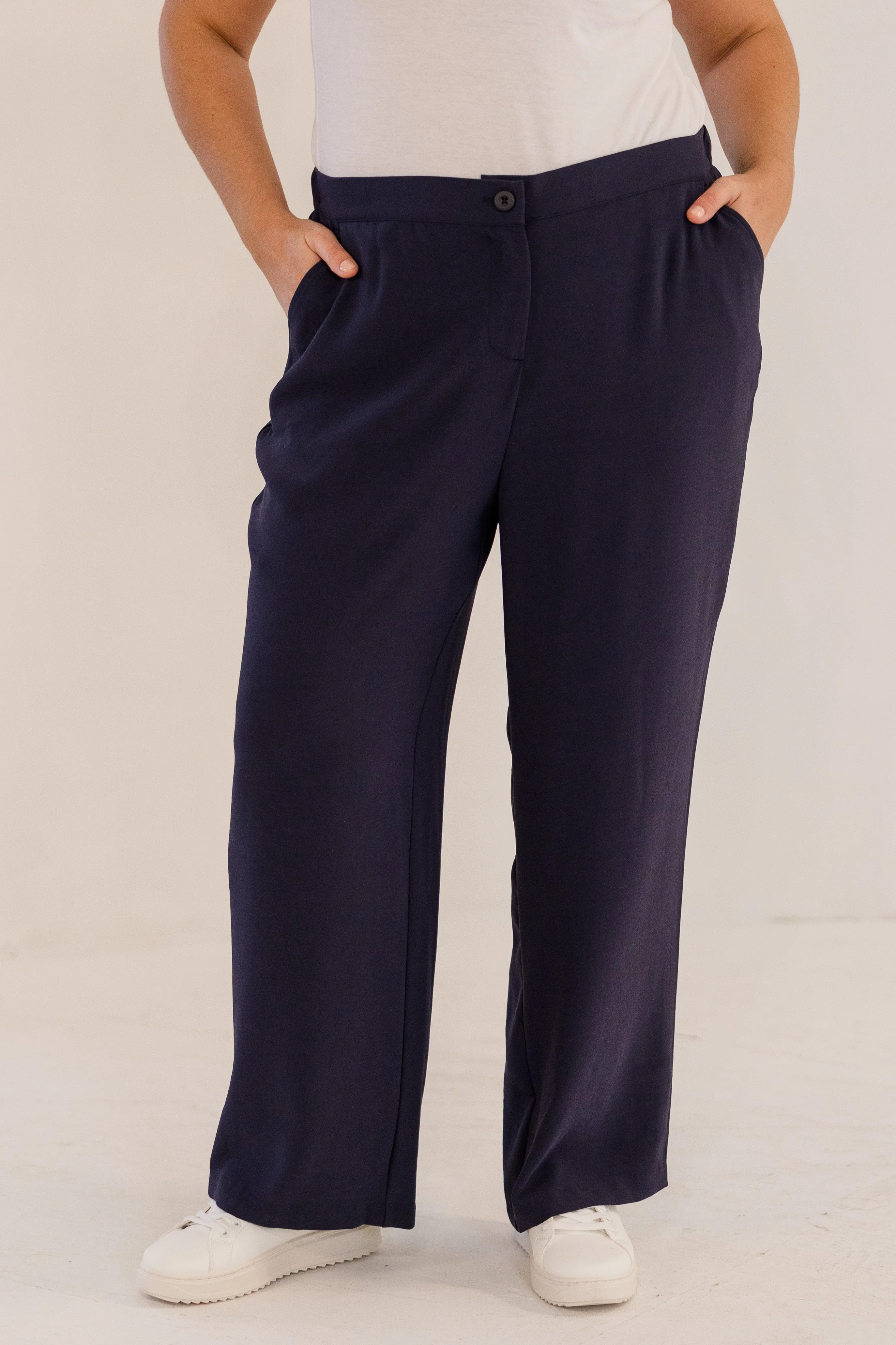 Lena Straight Leg Pant, Ink Navy - Weilaico