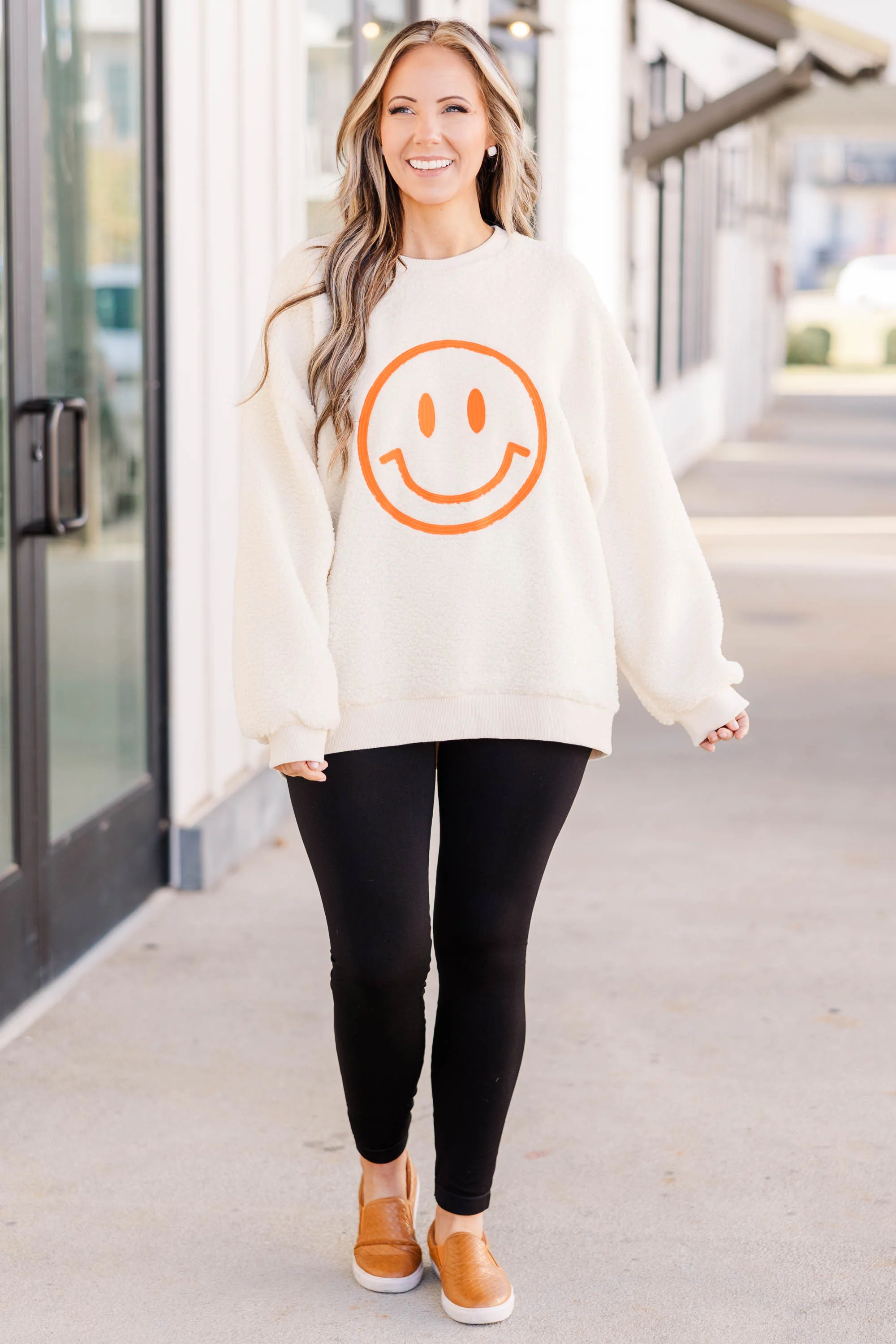 All Smiles Pullover, Cream - Weilaico