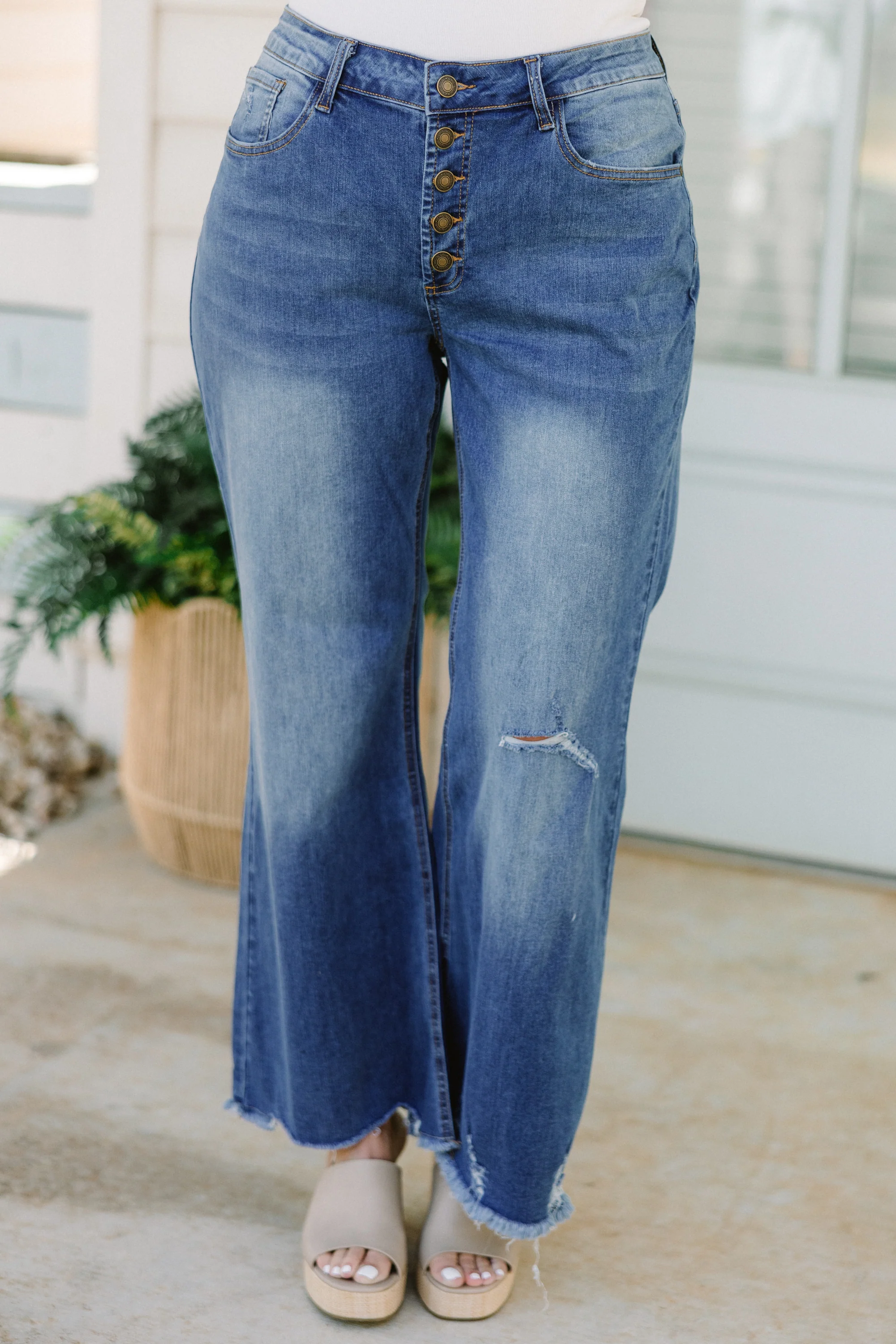 Let It All Go Bootcut Jeans, Medium Wash - Weilaico