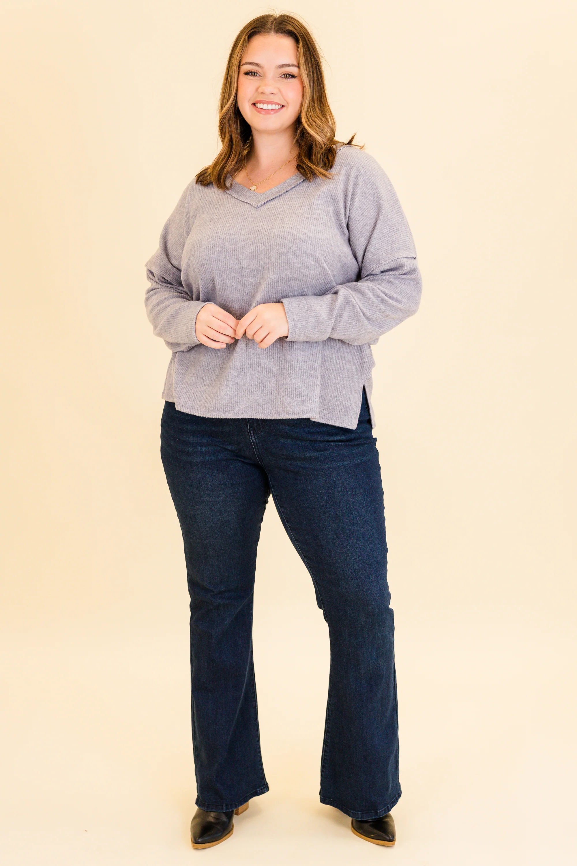 I Will Call You Later Top, Heather Gray - Weilaico