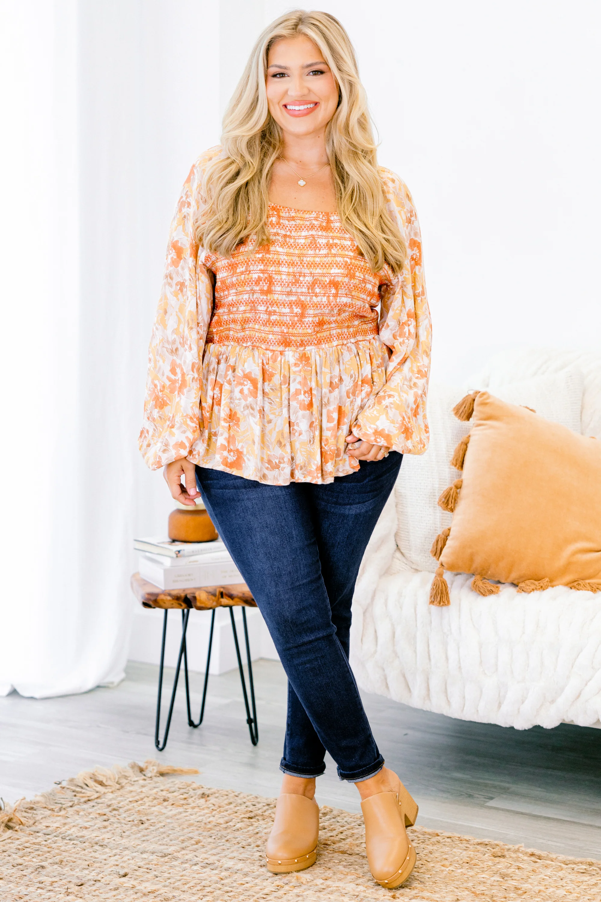 For The Fun Top, Marigold Rust - Weilaico