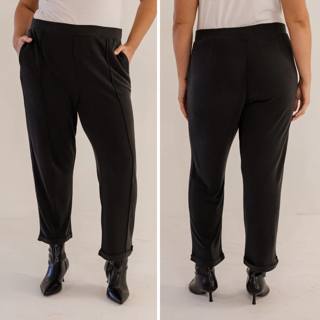 Chloe Pintuck Taper Pant, Black - Weilaico