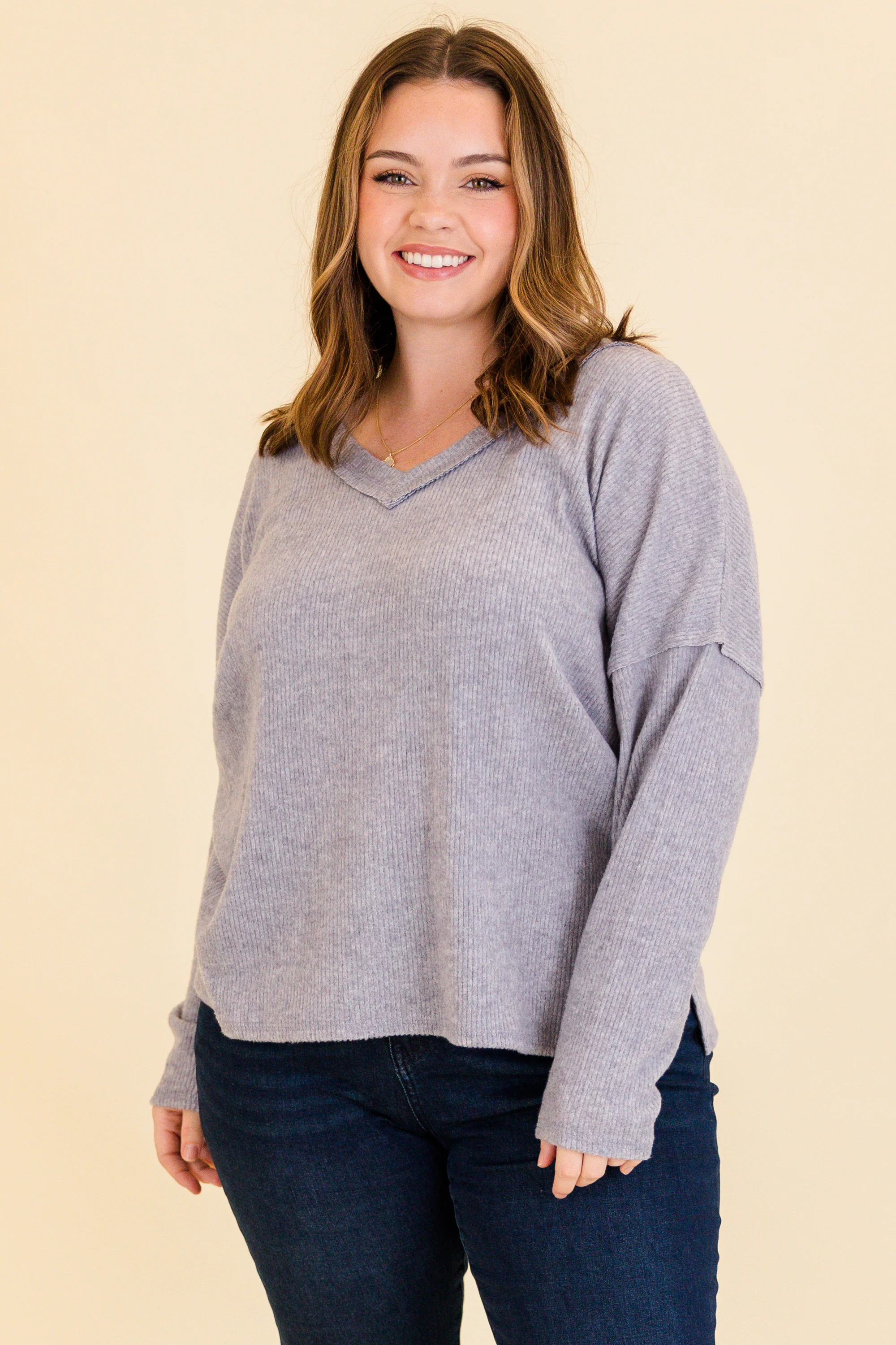 I Will Call You Later Top, Heather Gray - Weilaico