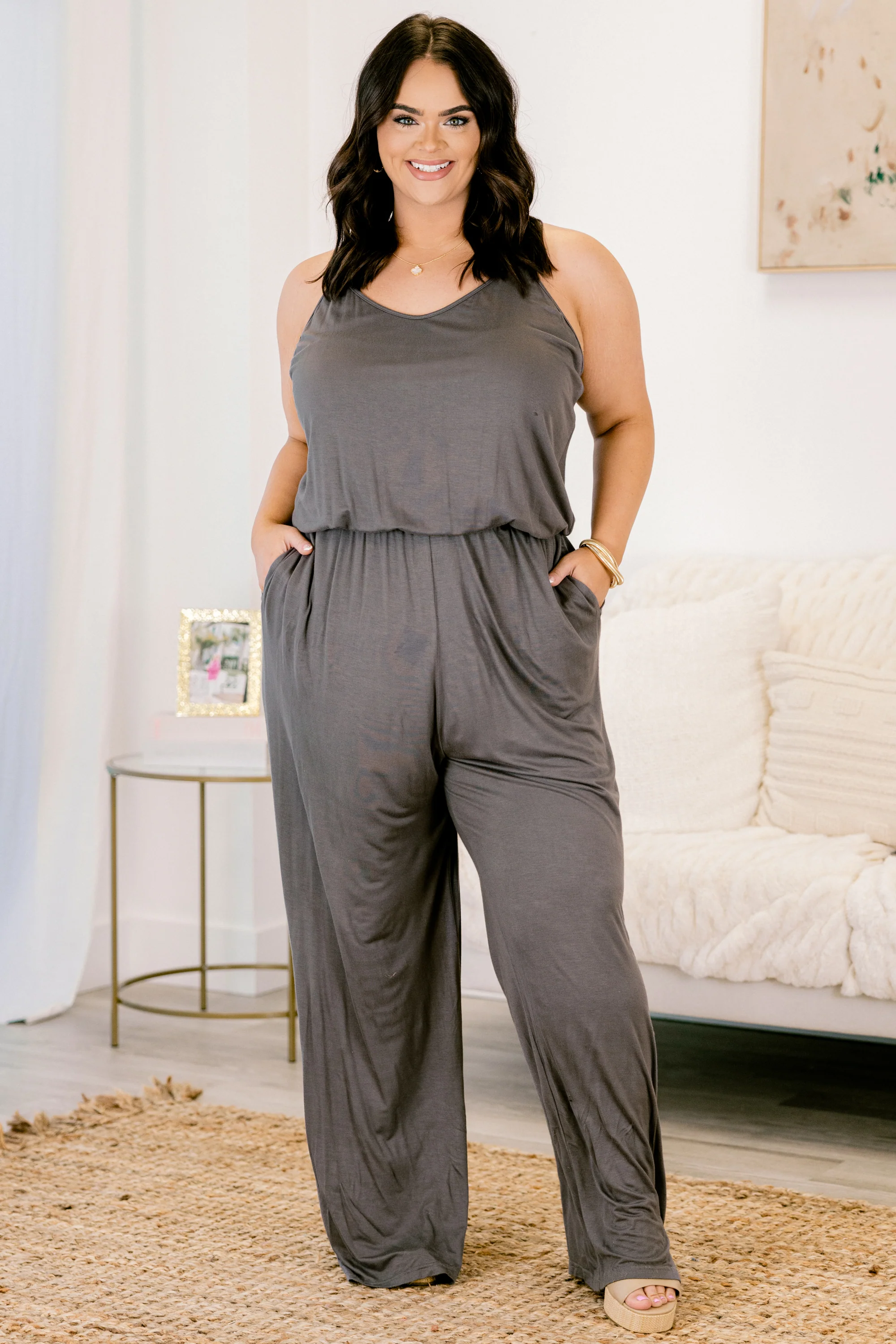 Head To Toe Jumpsuit, Charcoal - Weilaico