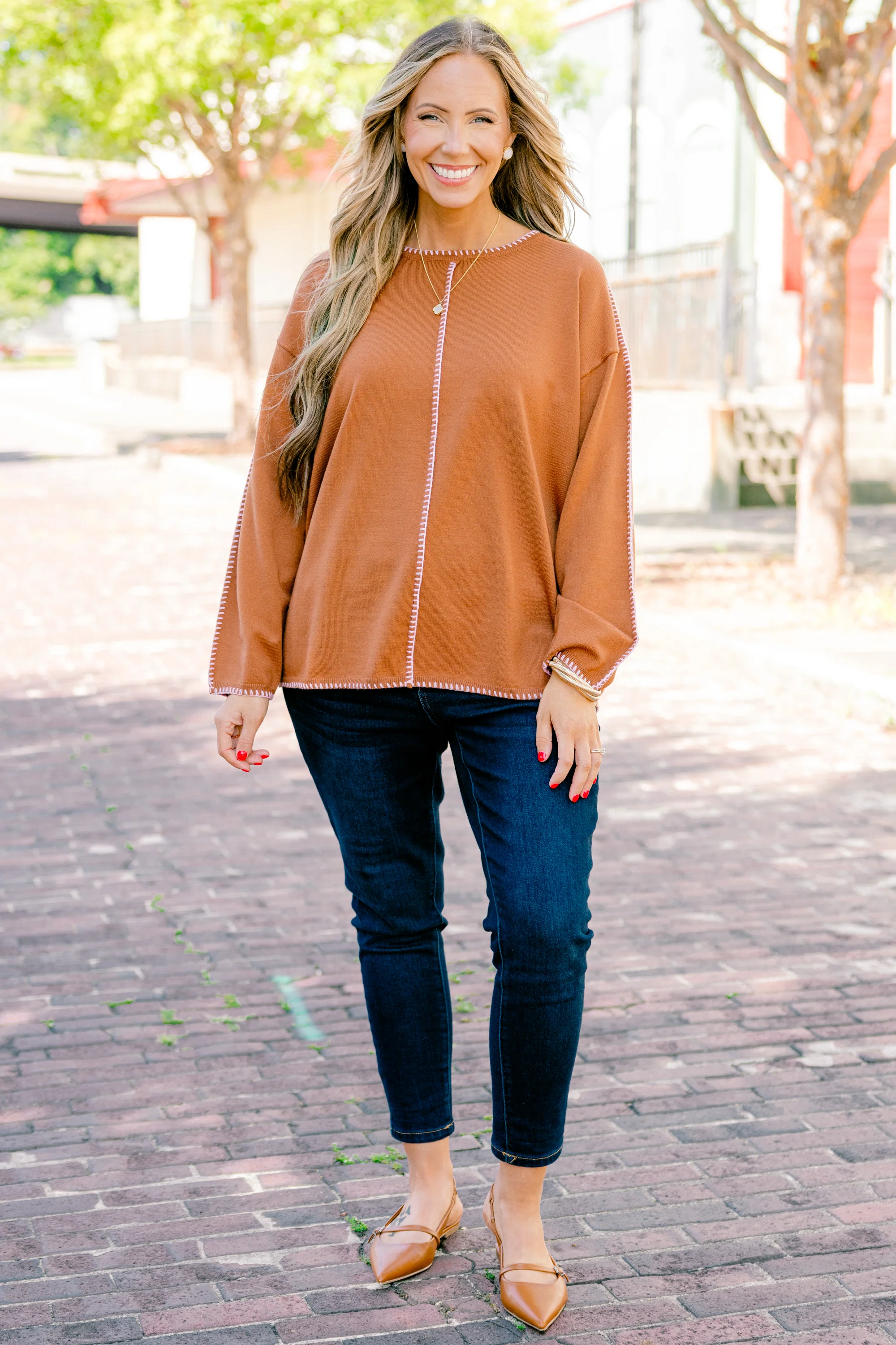 Whispered Comfort Sweater, Brown - Weilaico