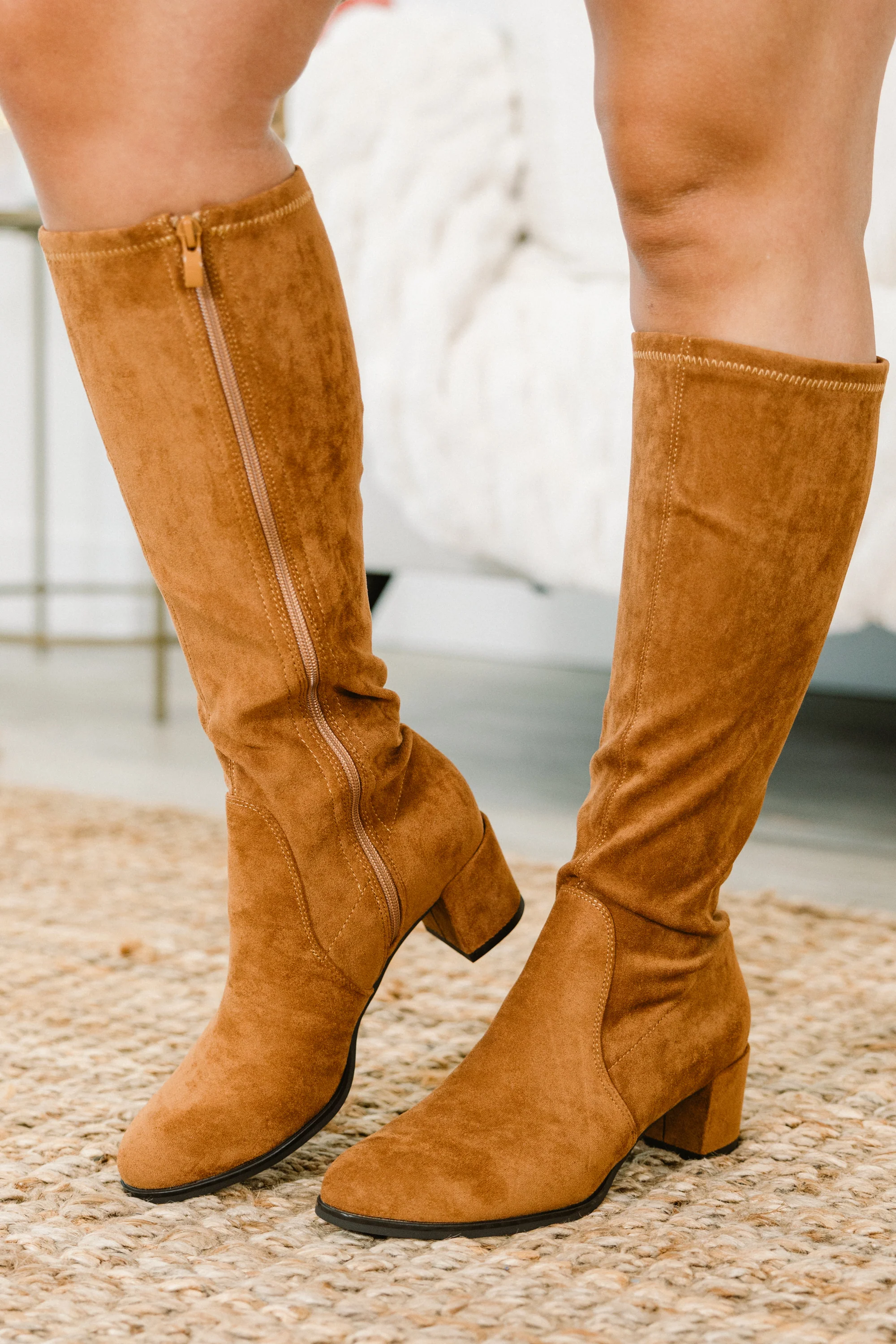Run, Run, Runaway Wide Calf Boots, Camel - Weilaico