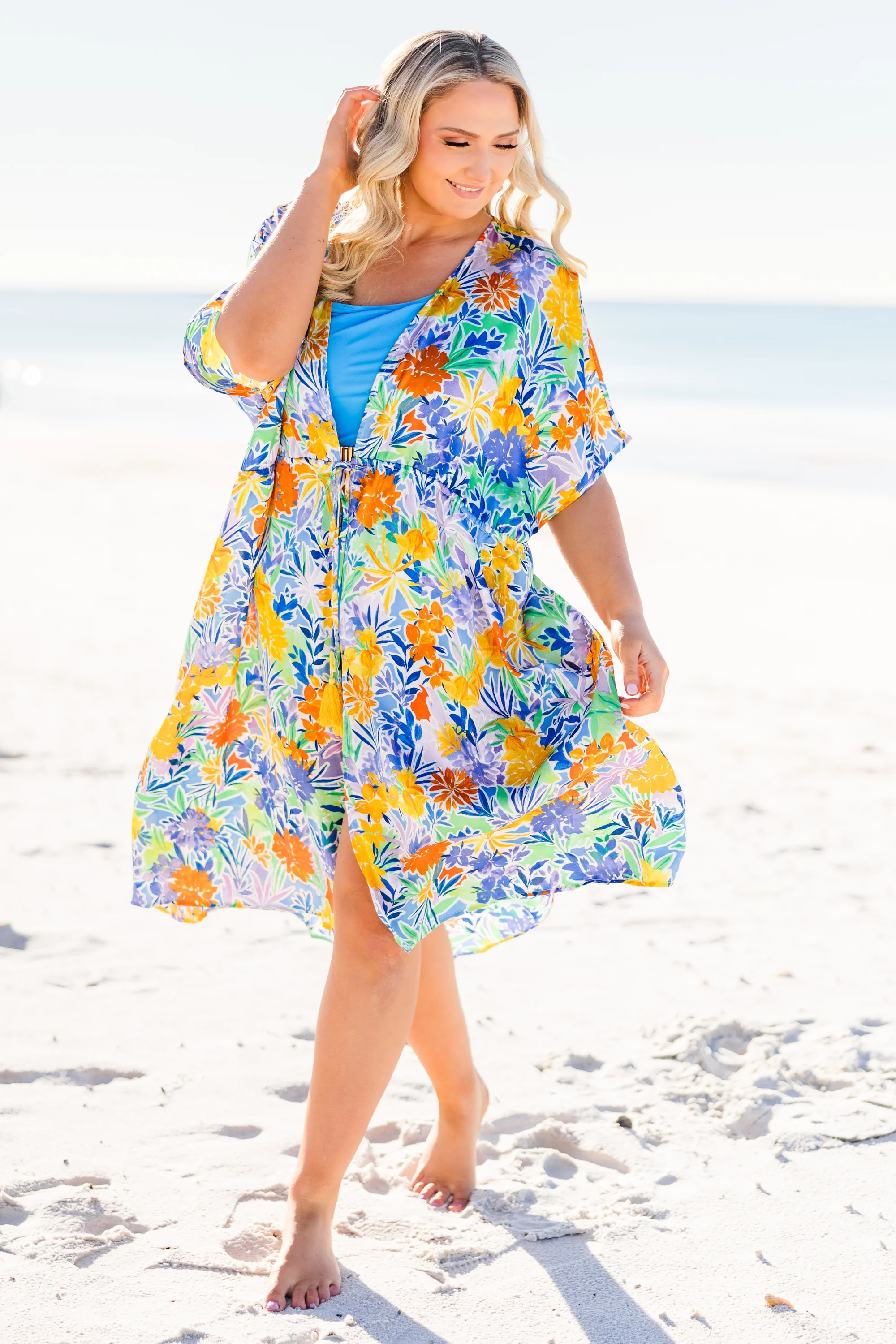 Building Sand Castles Kimono, Royal Multi - Weilaico