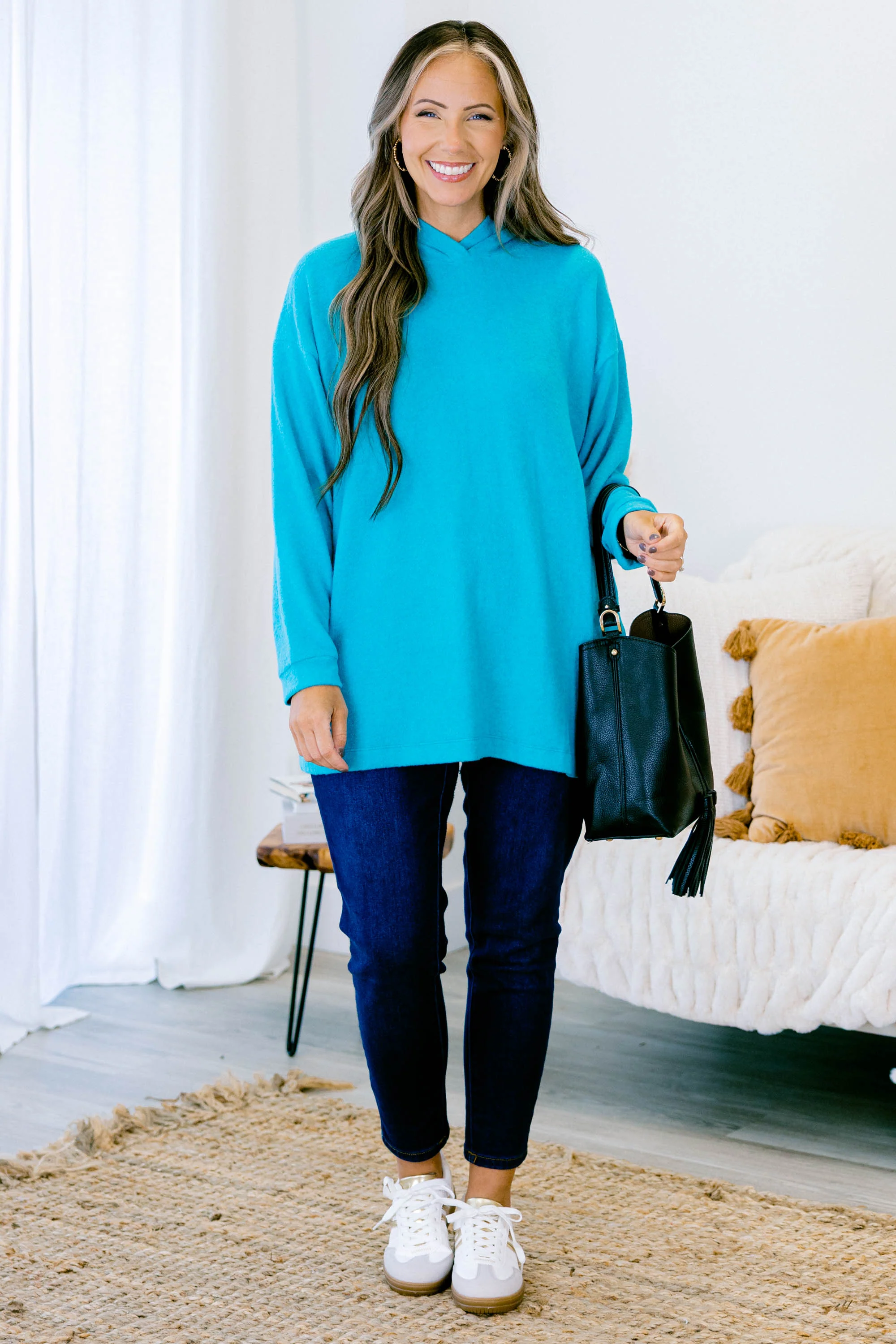 I Am On The Go Top, Light Teal - Weilaico
