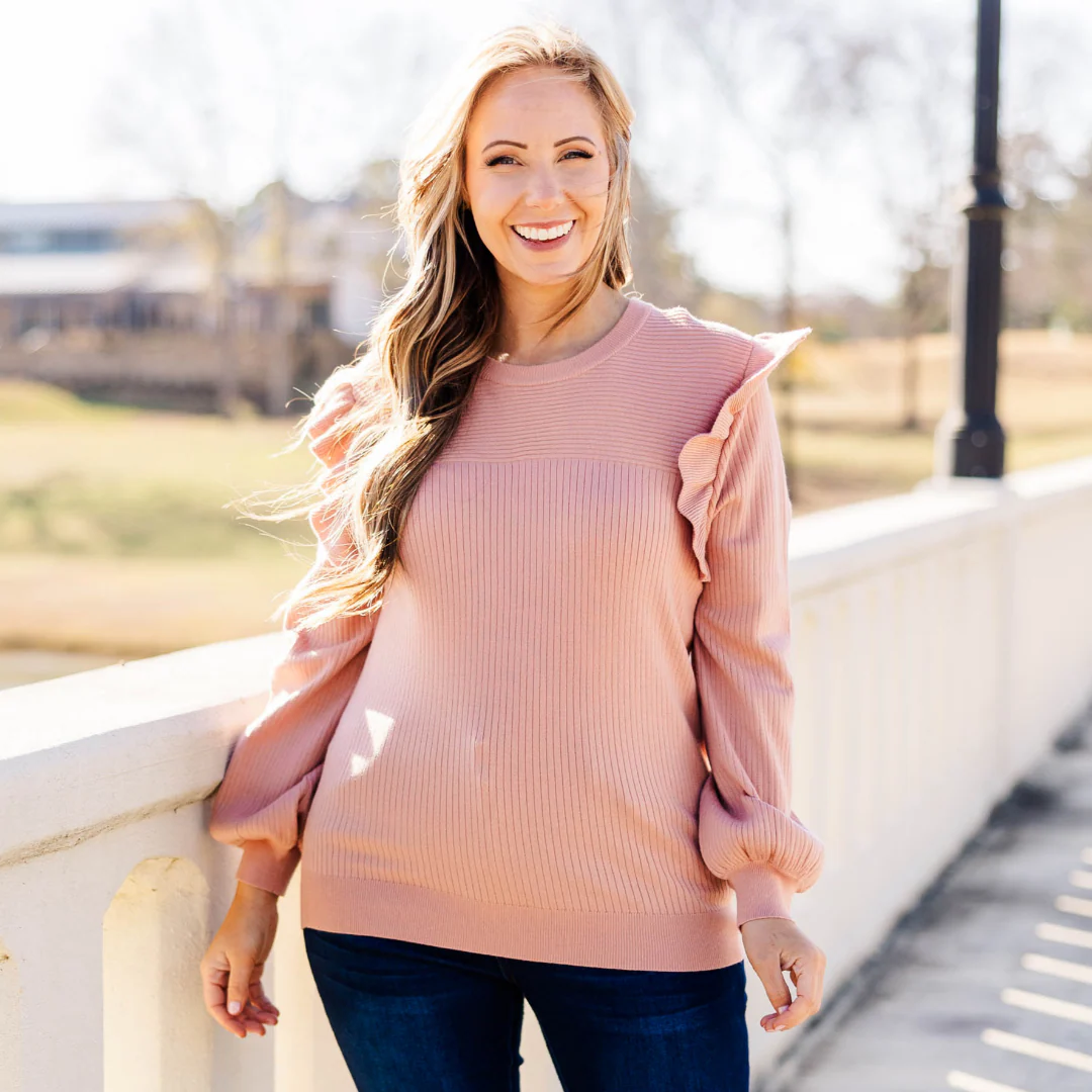 Reach For Me Sweater, Peach - Weilaico