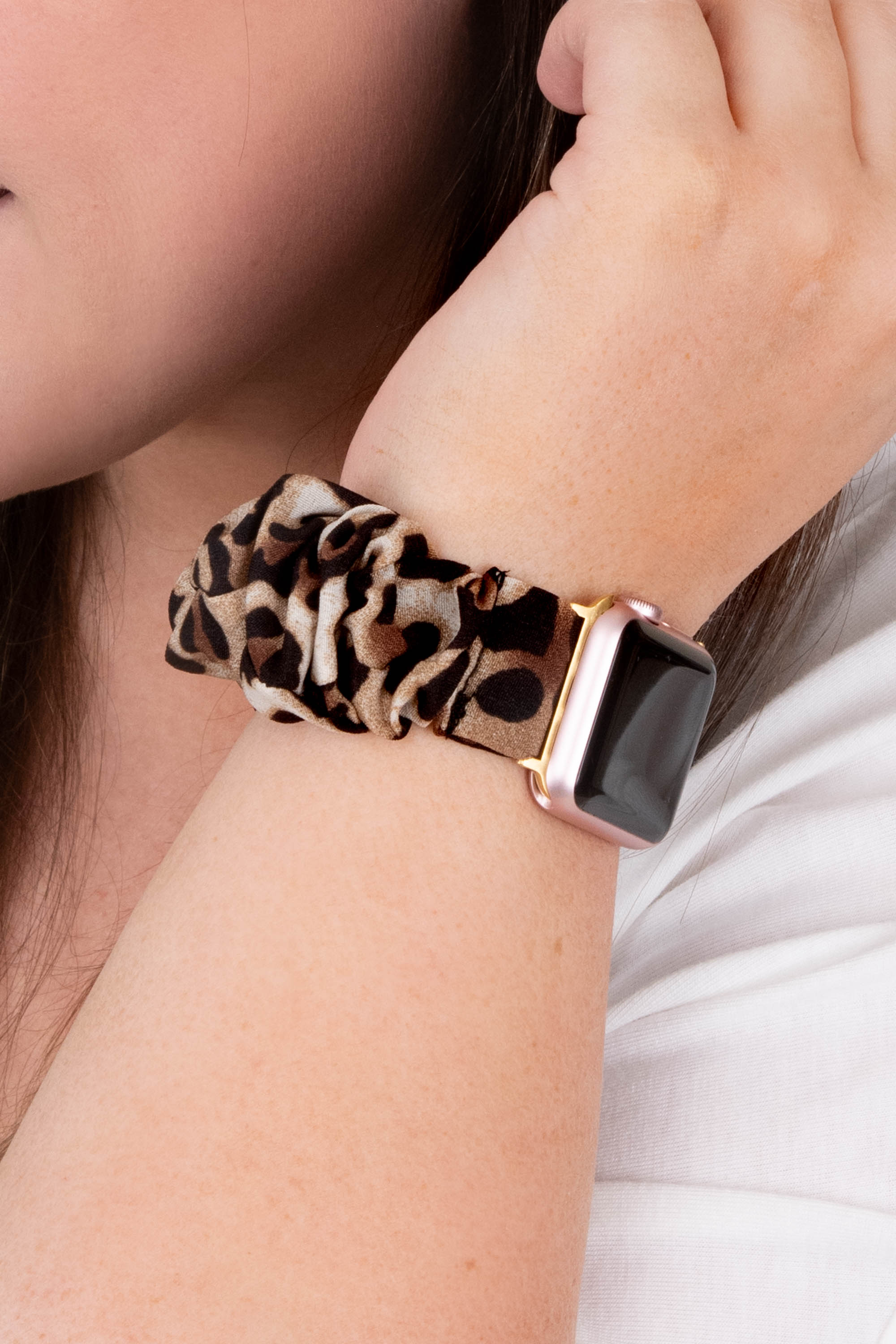 Time To Go Scrunchband, Beige Leopard - Weilaico