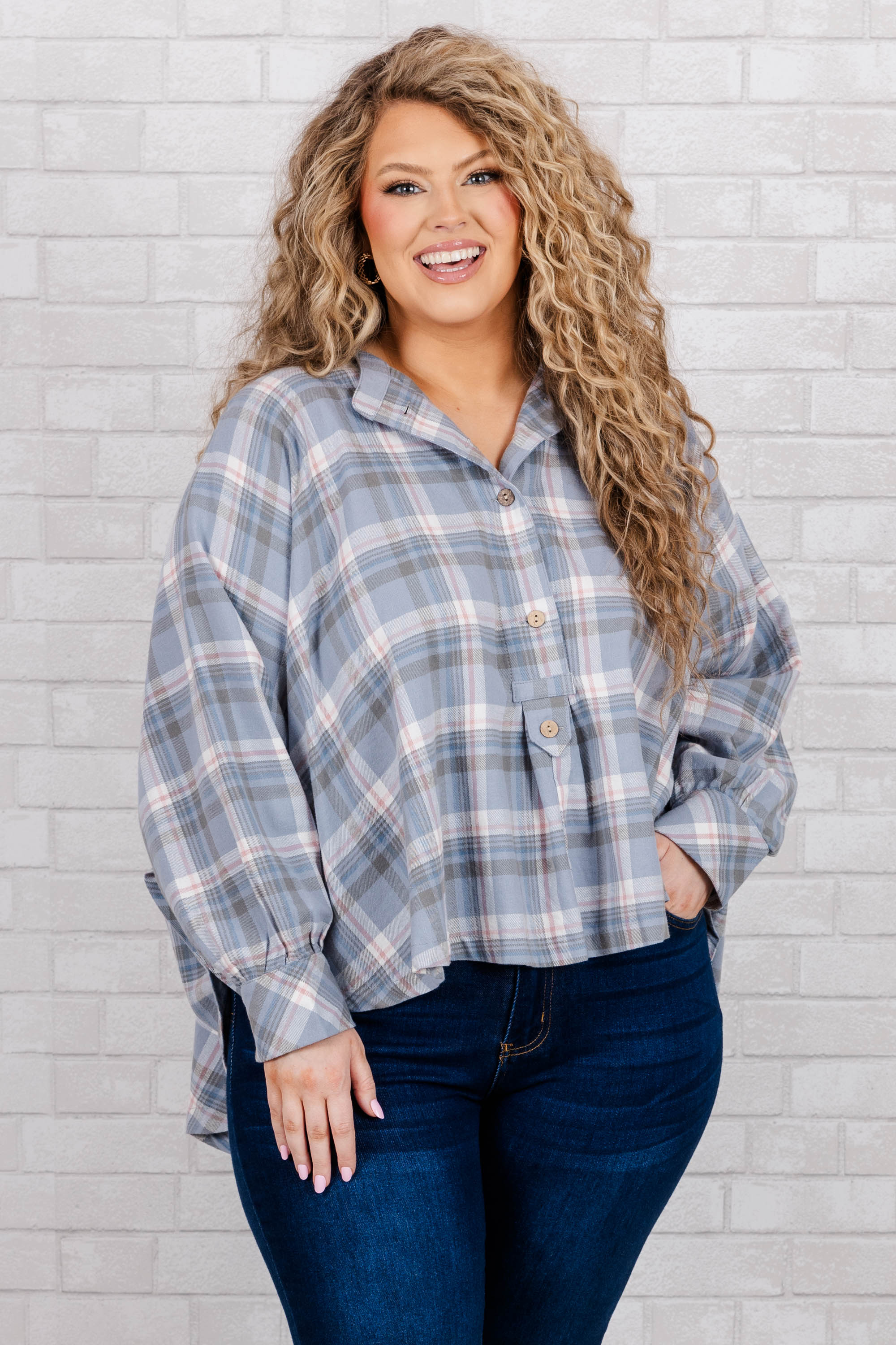 I Feel The Earth Move Top, Blue-Grey - Weilaico