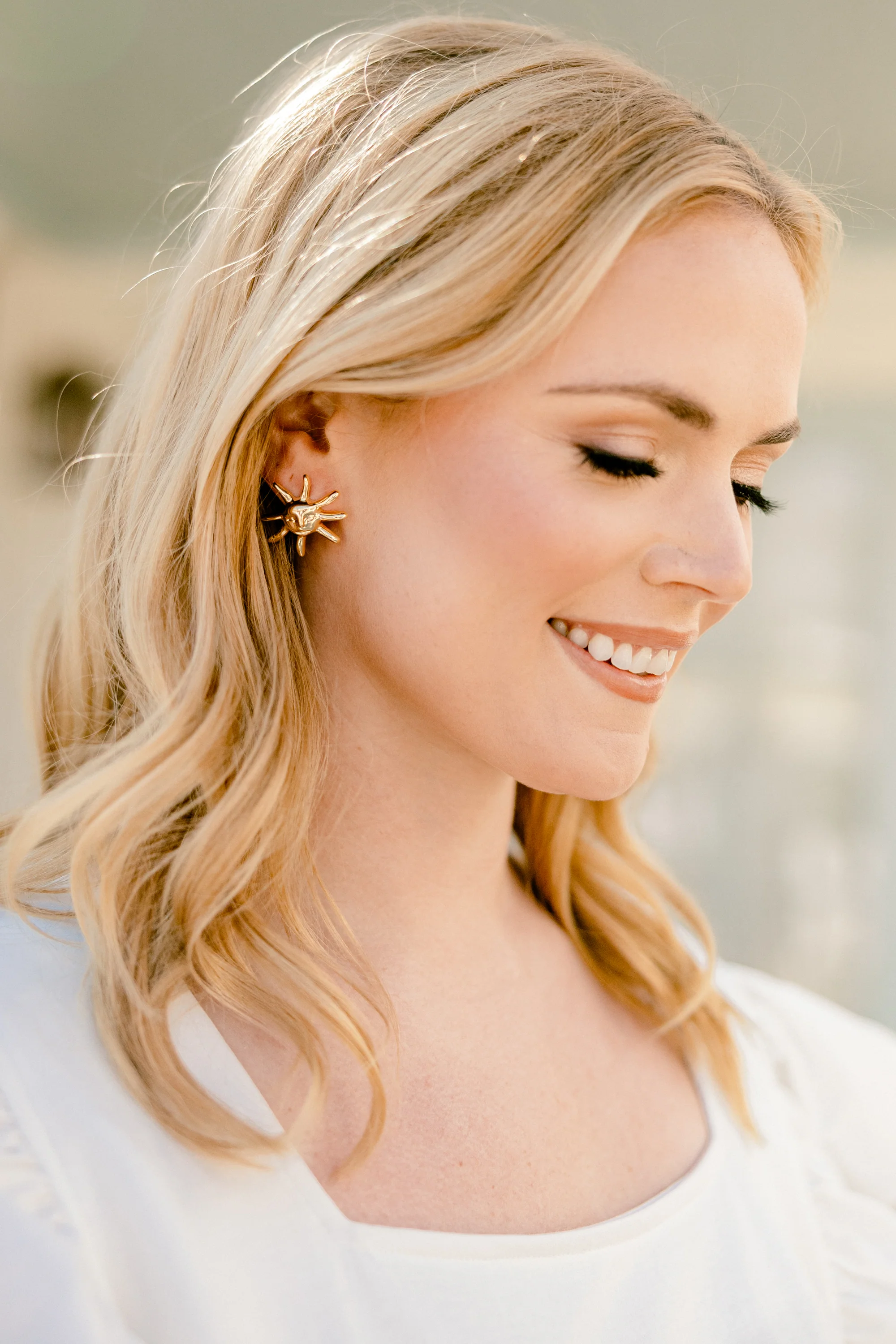 Just Letting It Be Earrings, Gold - Weilaico