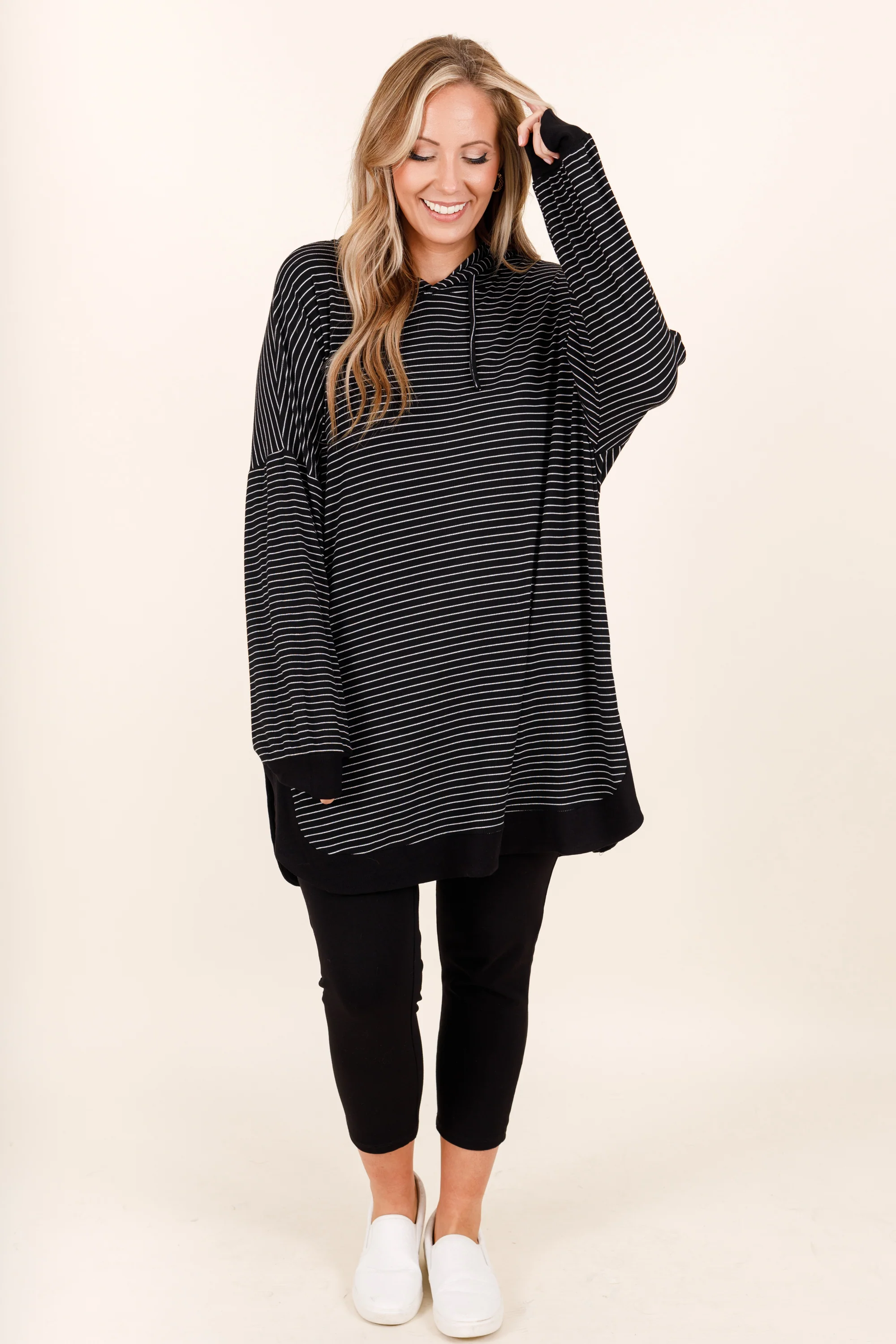 Don't Fall Tonight Hoodie, Black-White - Weilaico