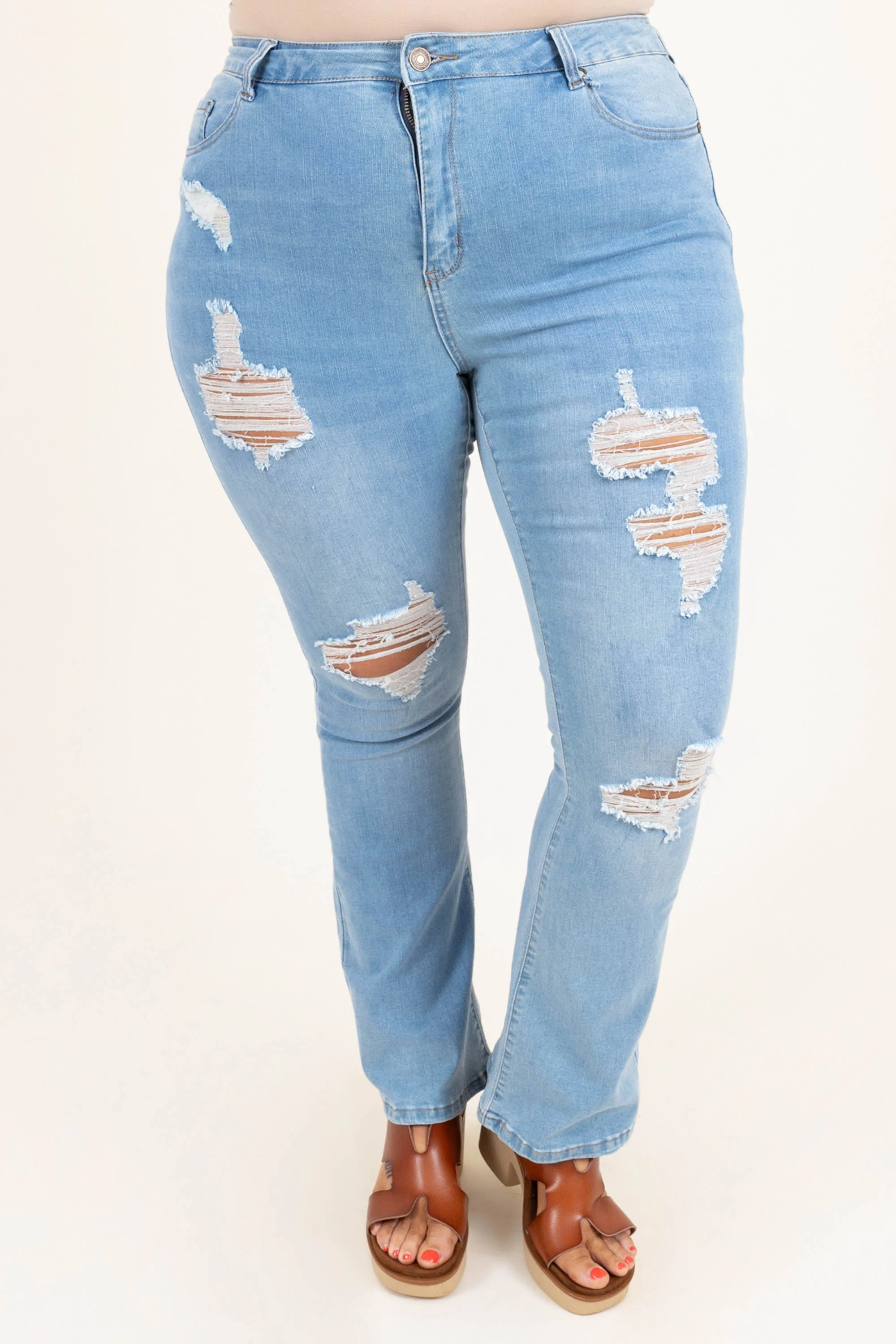 Country Girl Dreams Jeans, Light Wash - Weilaico