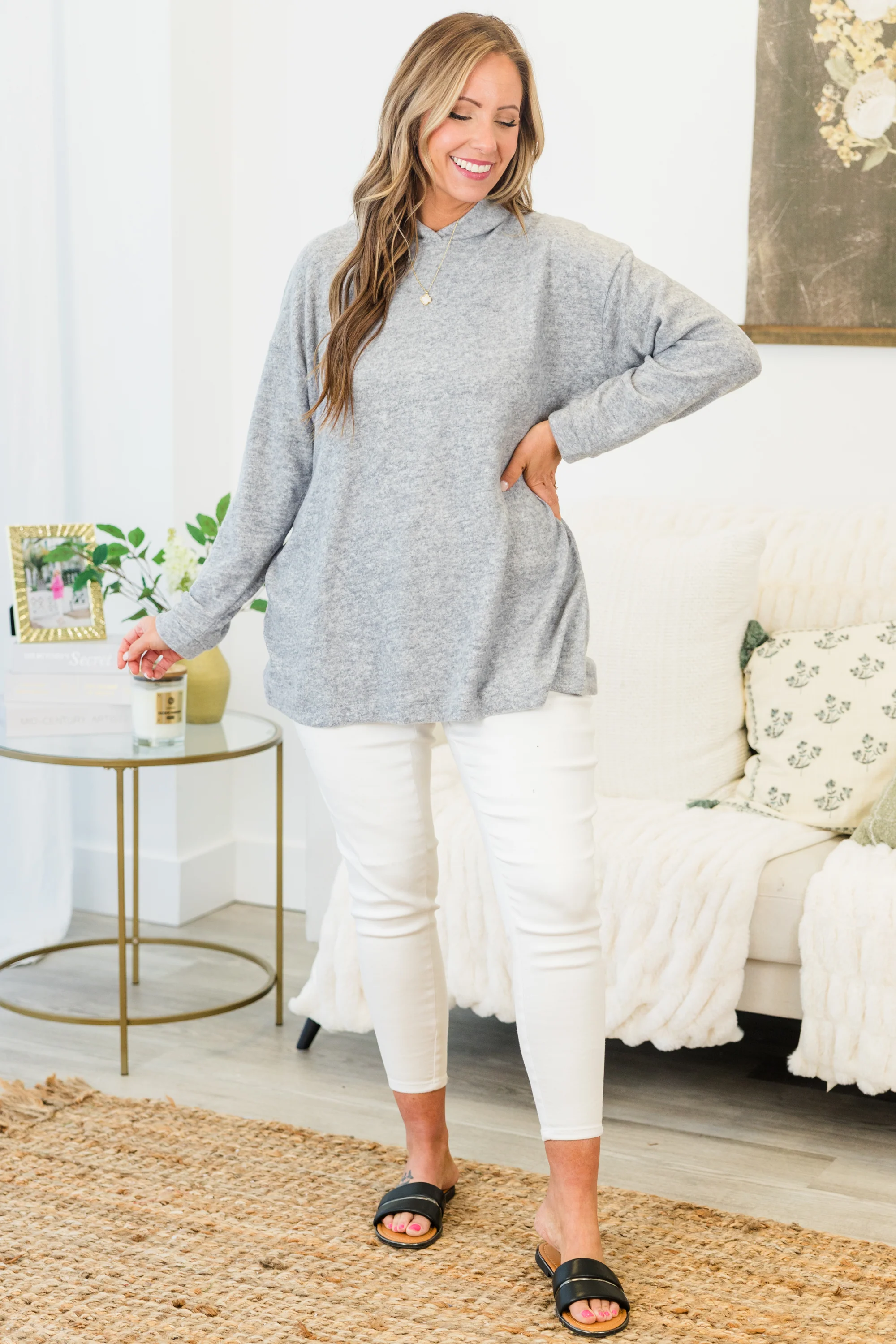 I Am On The Go Top, Heather Grey - Weilaico