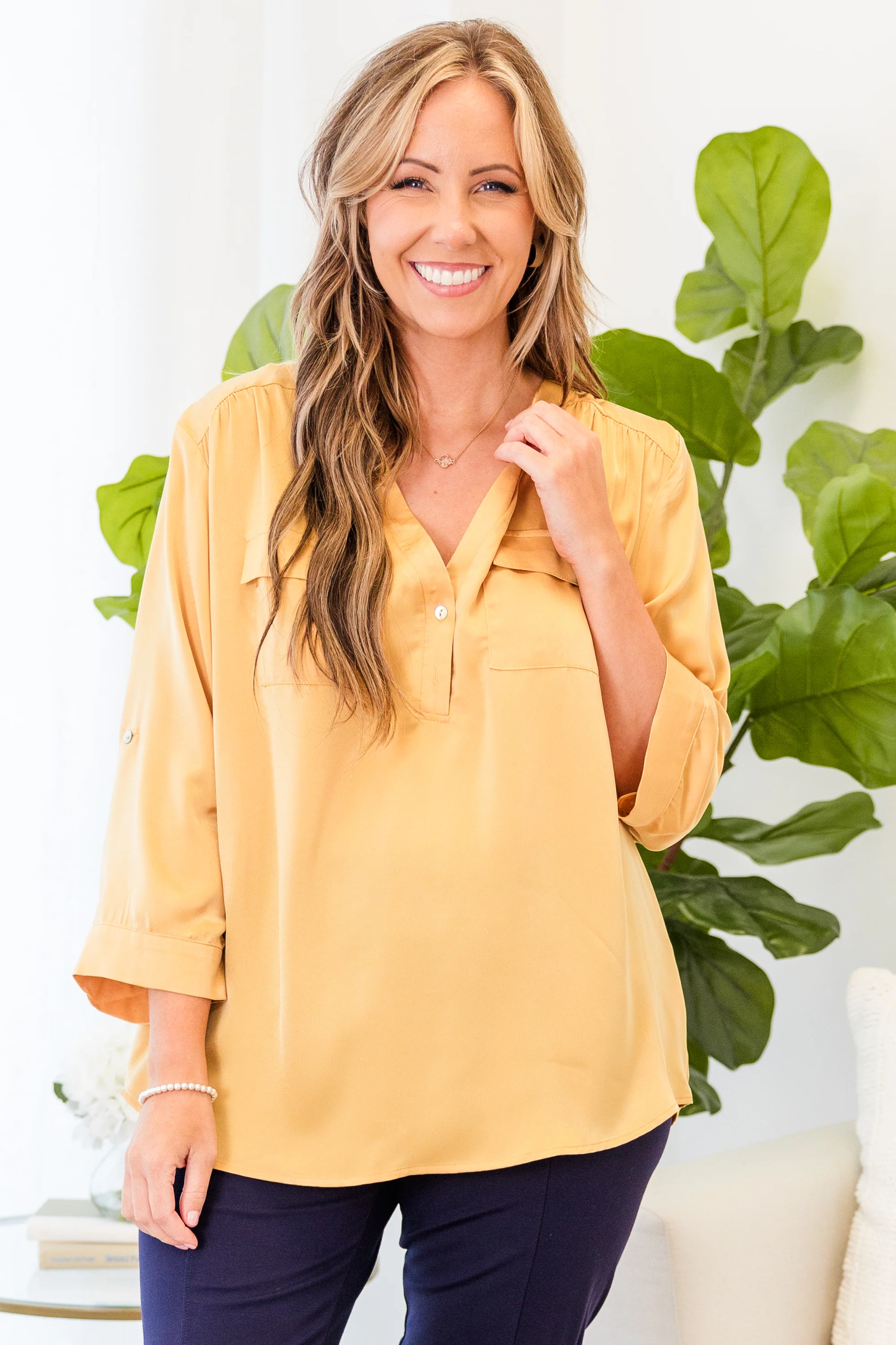 Cute And Charming Top, Yellow - Weilaico