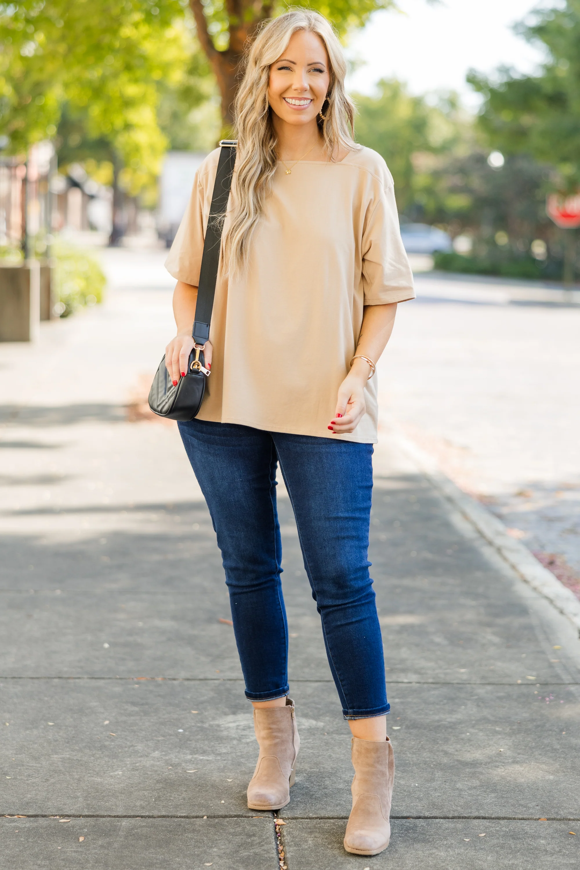 Vivid Imagination Top, Camel - Weilaico